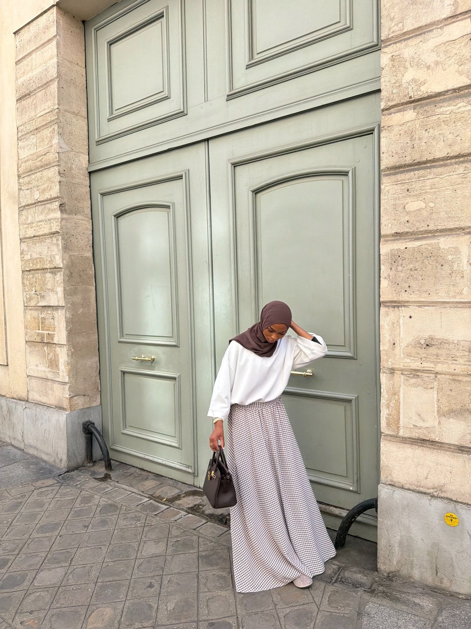 Jupe Madeleine Marron - Blanc (Carreaux) - TAHIRA