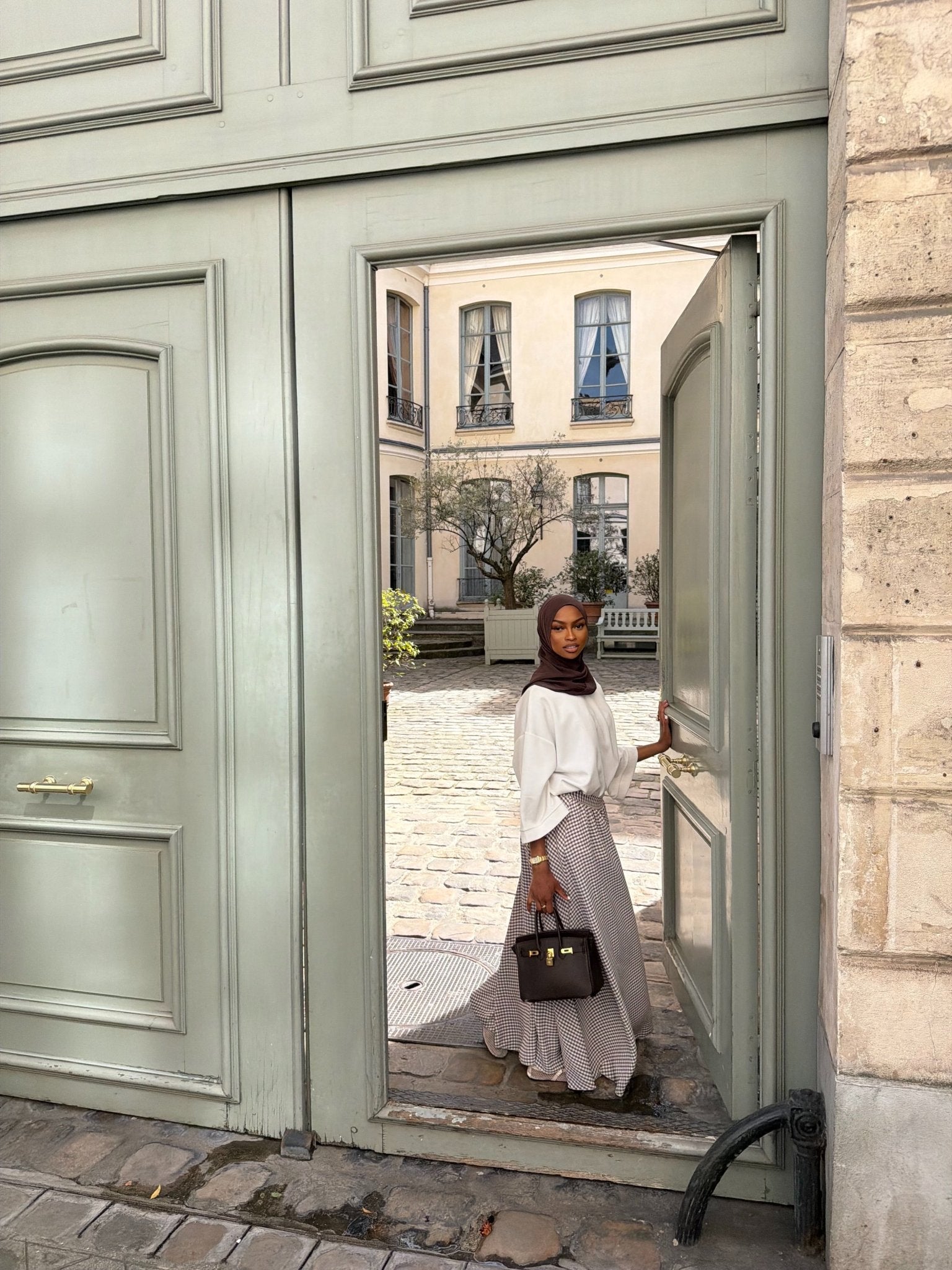 Jupe Madeleine Marron - Blanc (Carreaux) - TAHIRA