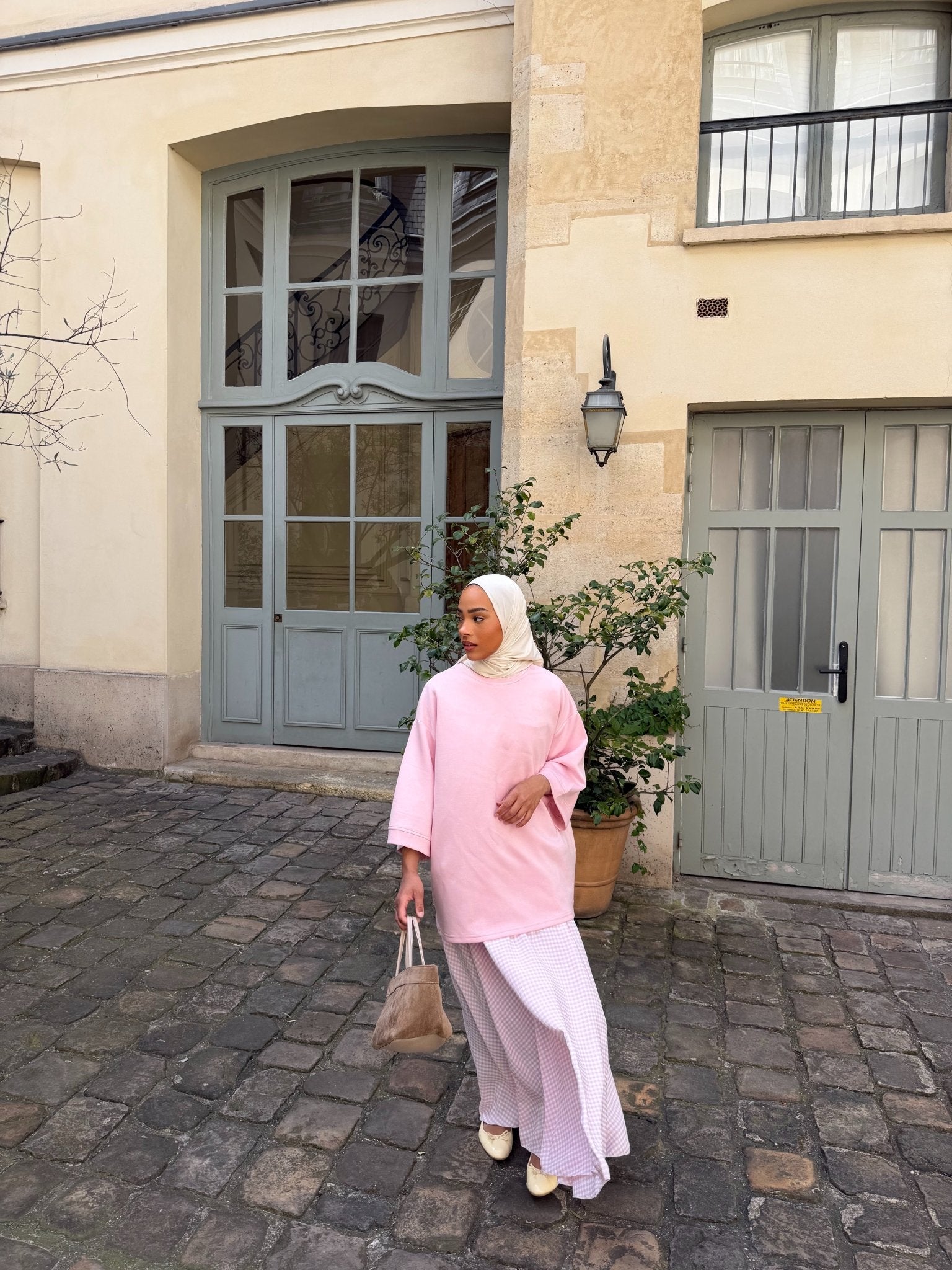 Jupe Madeleine Rose - Blanc (Carreaux) - TAHIRA