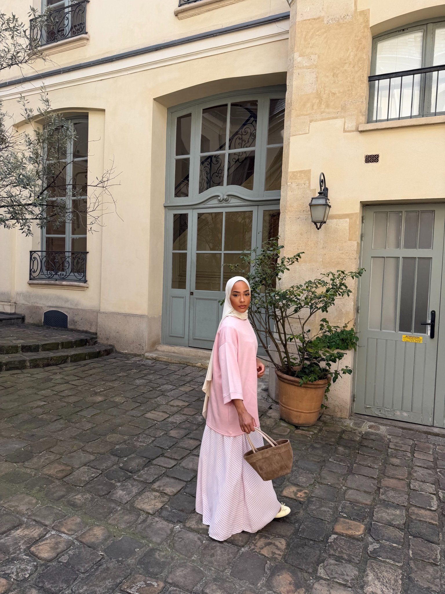 Jupe Madeleine Rose - Blanc (Carreaux) - TAHIRA
