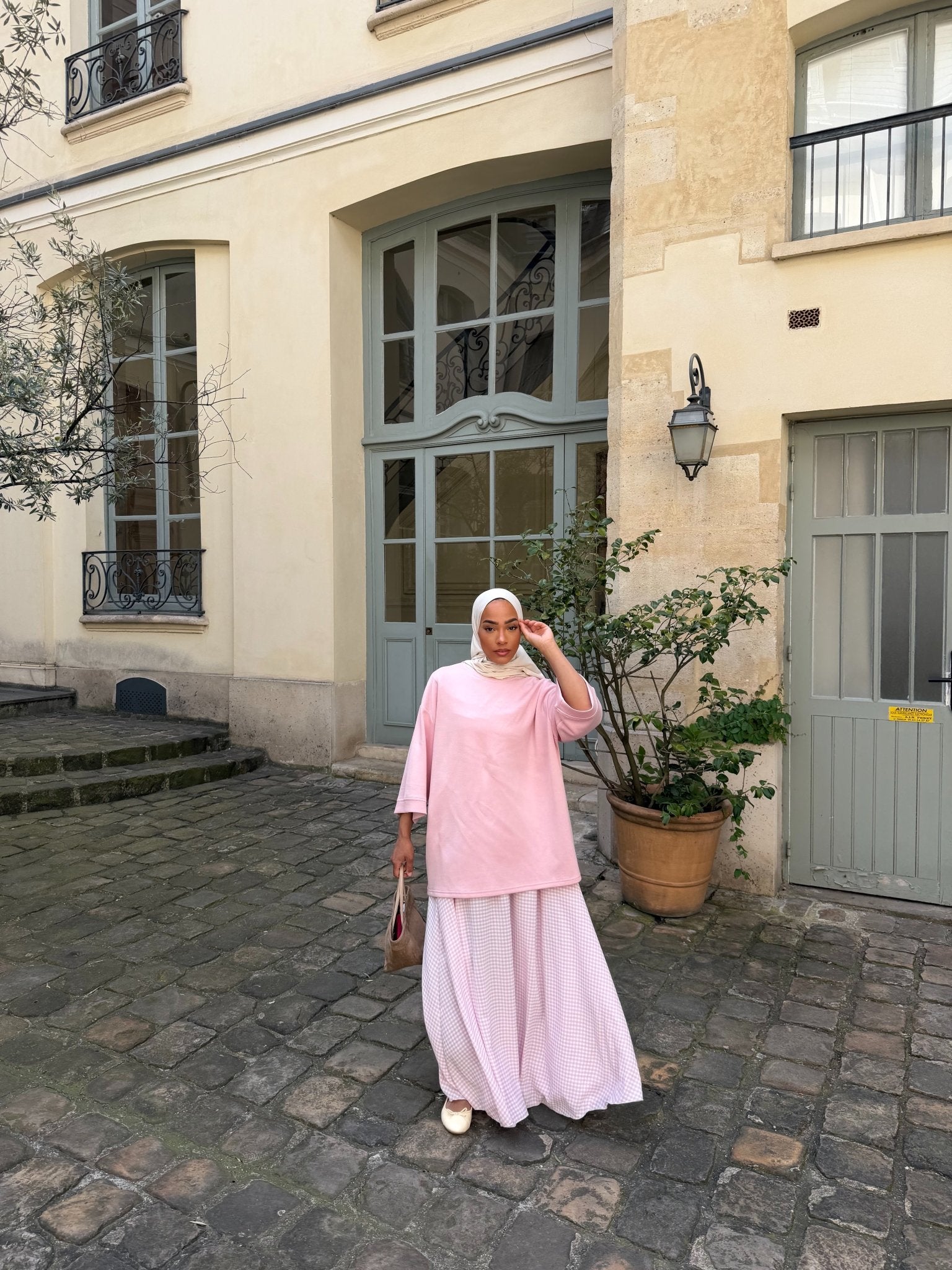 Jupe Madeleine Rose - Blanc (Carreaux) - TAHIRA