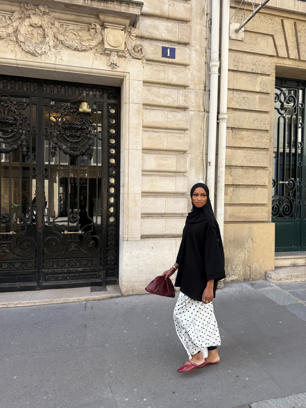 Jupe Sinaï Blanc (Pois Noirs) - TAHIRA