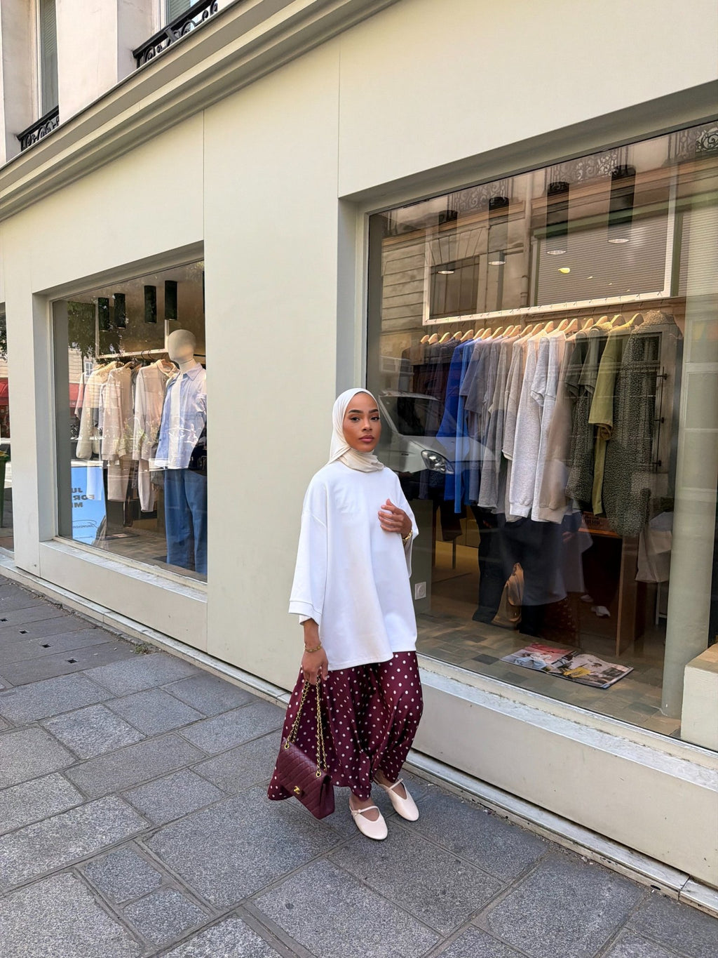 Jupe Sinaï Bordeau (Pois Blancs) - TAHIRA