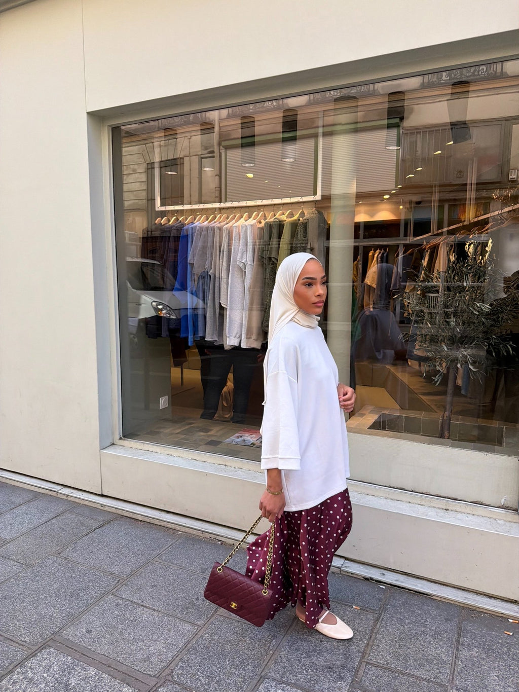 Jupe Sinaï Bordeau (Pois Blancs) - TAHIRA