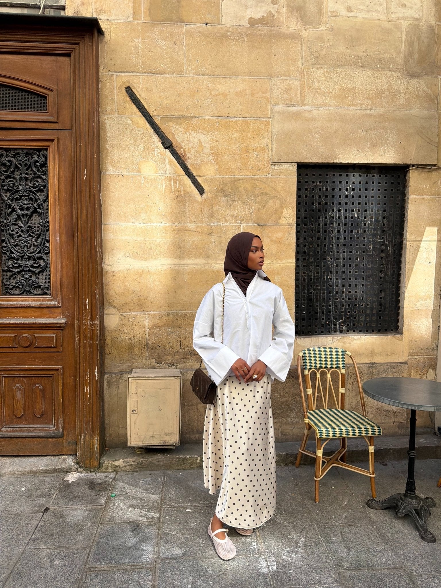 Jupe Sinaï Écru (Pois Marrons) - TAHIRA
