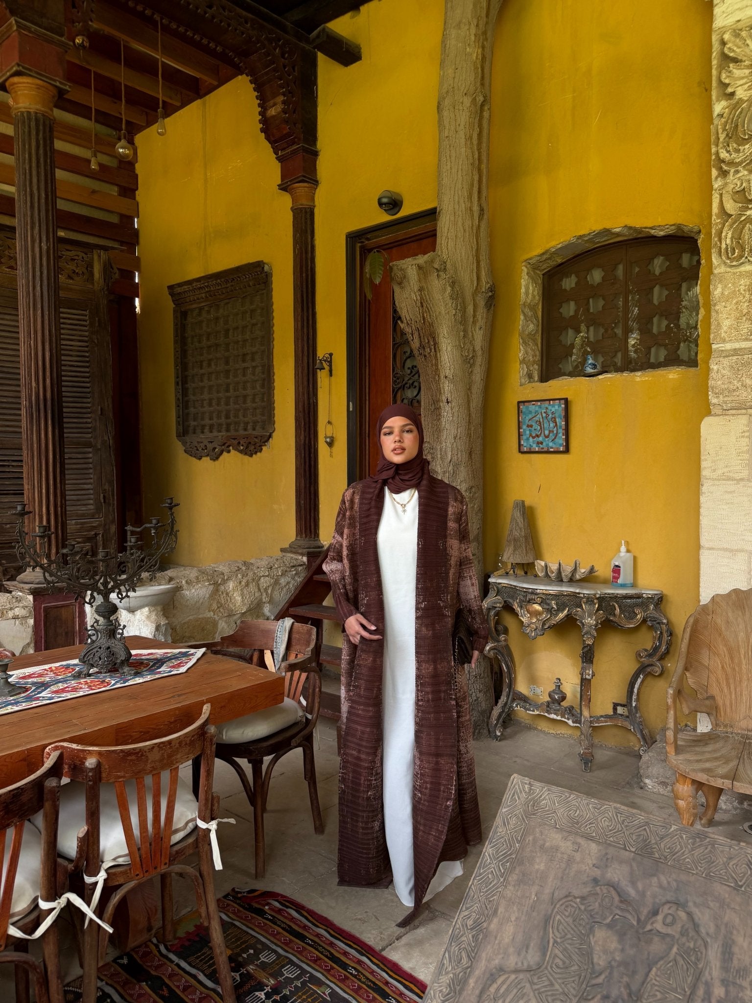 Kimono Alhambra Marron Arabesque - TAHIRA