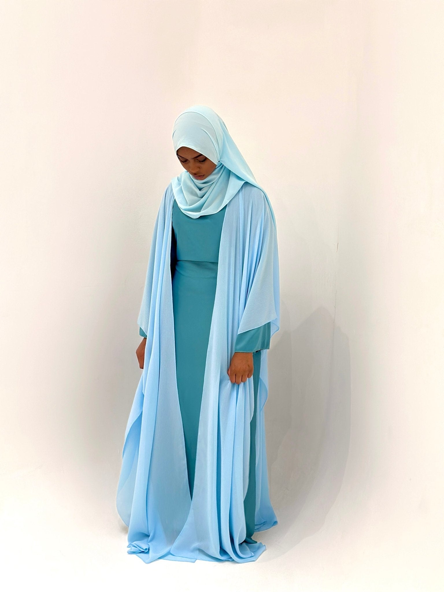 Kimono en Crêpe Phillipine Bleu Ciel - TAHIRA
