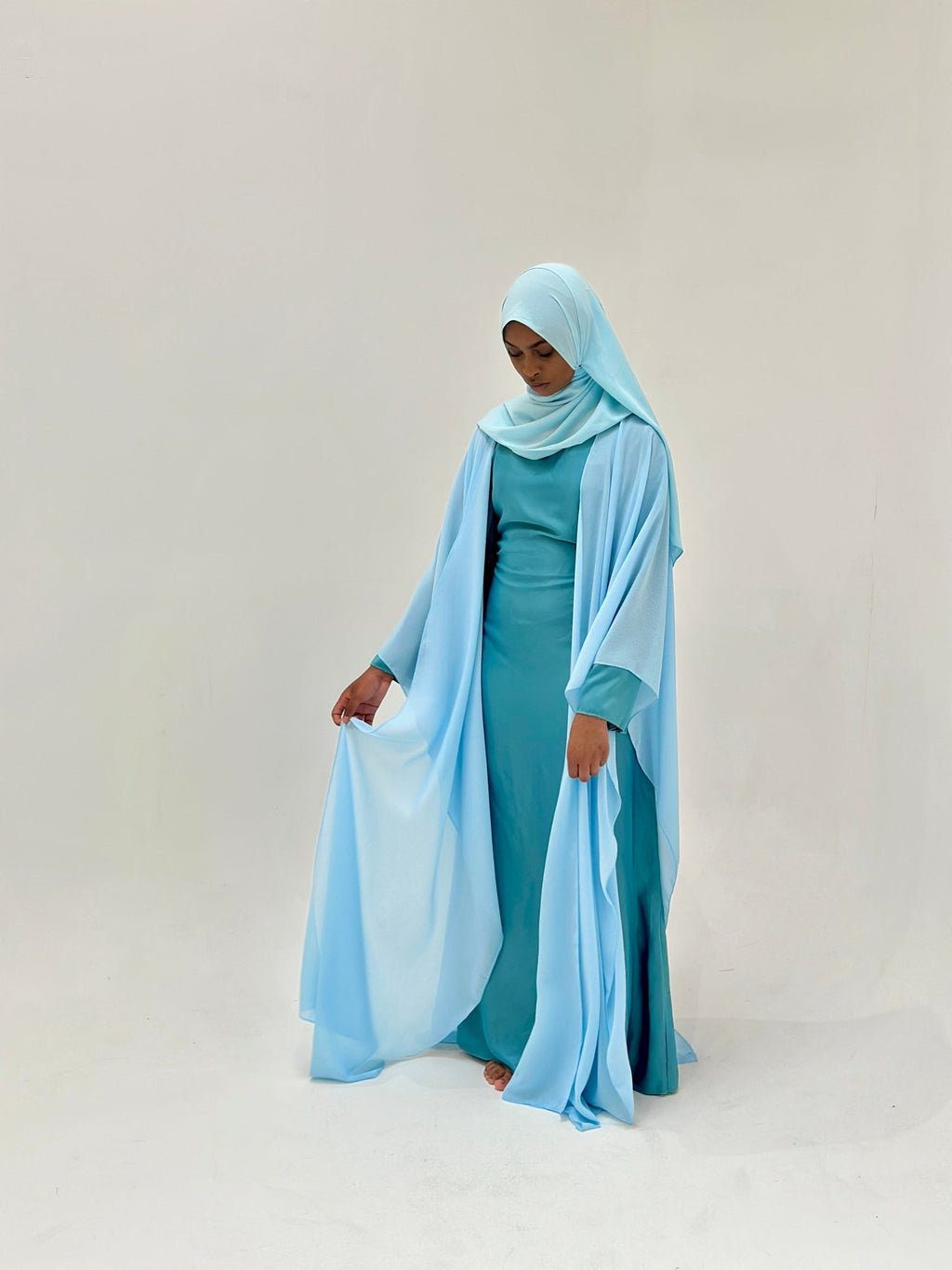 Kimono en Crêpe Phillipine Bleu Ciel - TAHIRA