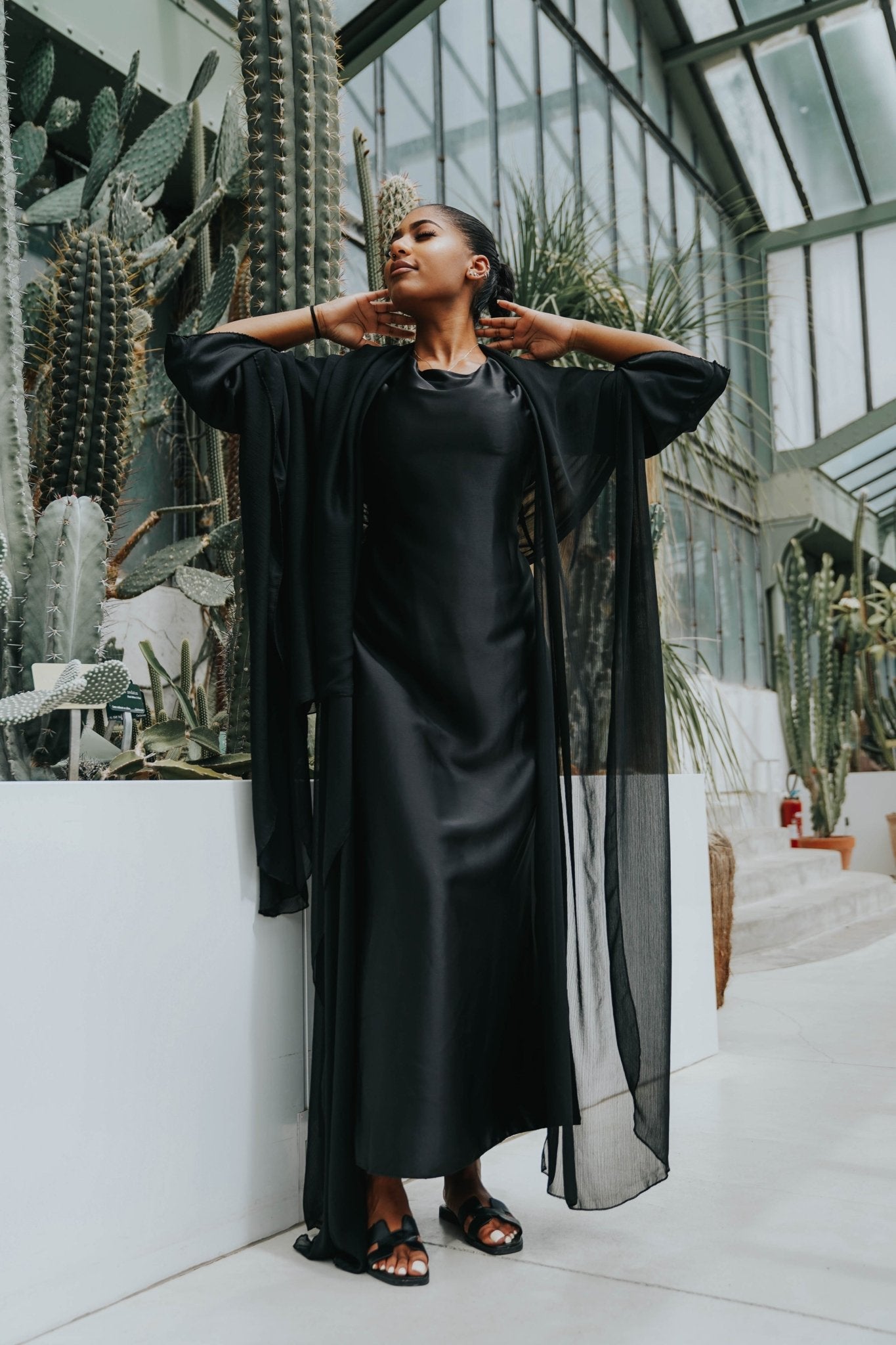 Kimono en Crêpe Phillipine Noir - TAHIRA