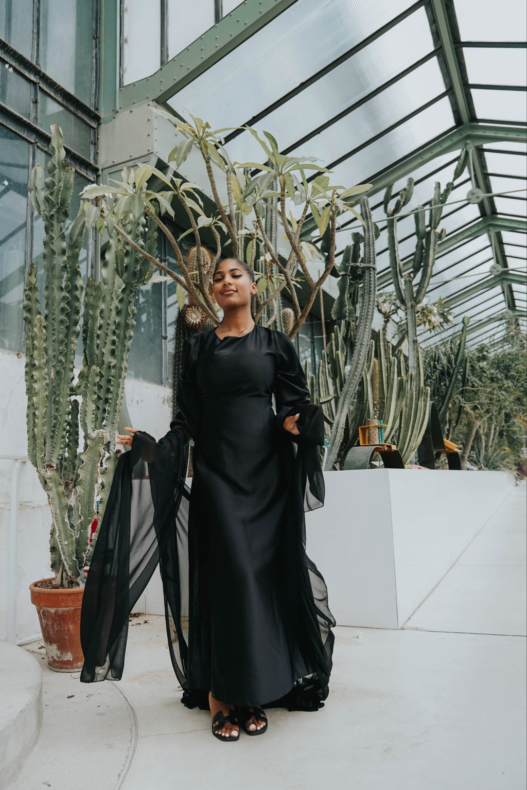 Kimono en Crêpe Phillipine Noir - TAHIRA