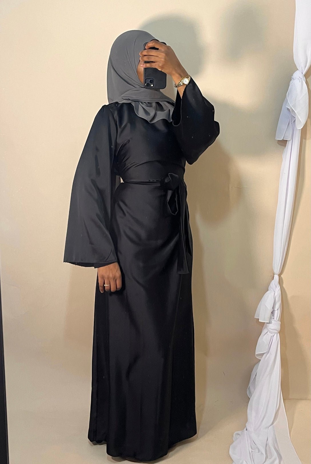Kimono en Crêpe Phillipine Noir - TAHIRA