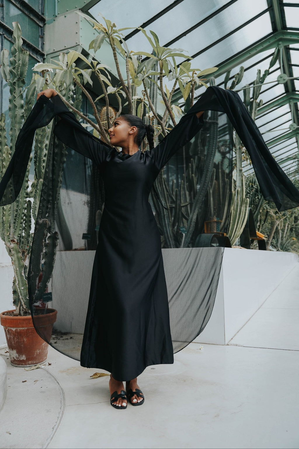 Kimono en Crêpe Phillipine Noir - TAHIRA