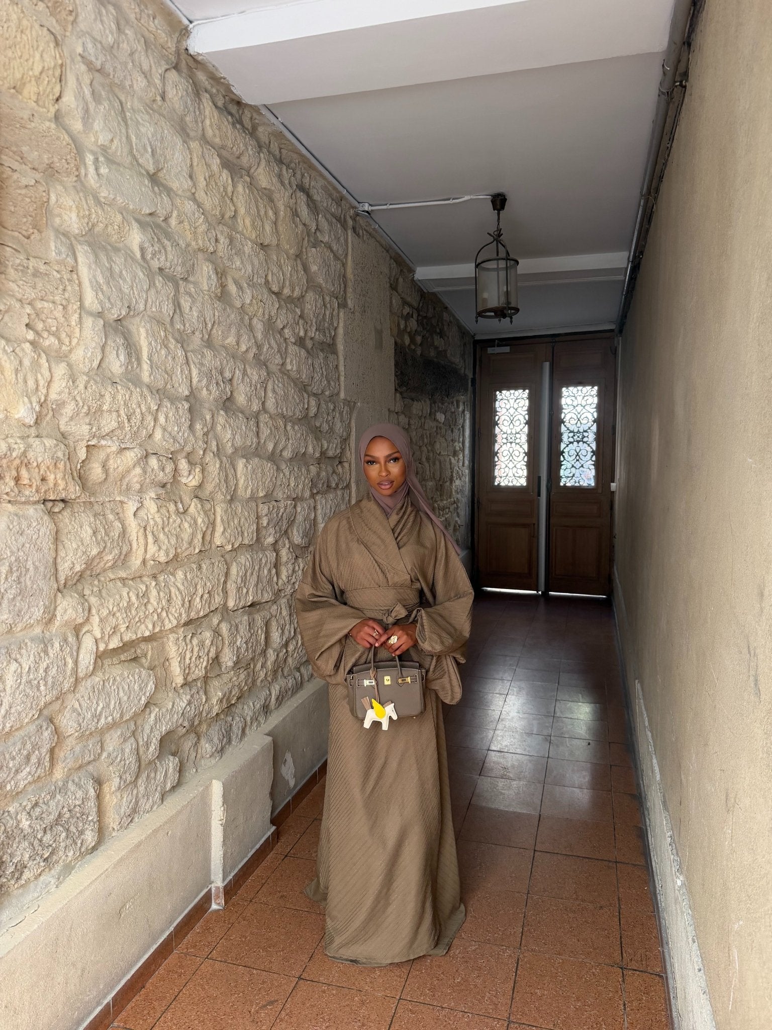 Kimono Sofia Prestige Taupe cuivré - TAHIRA