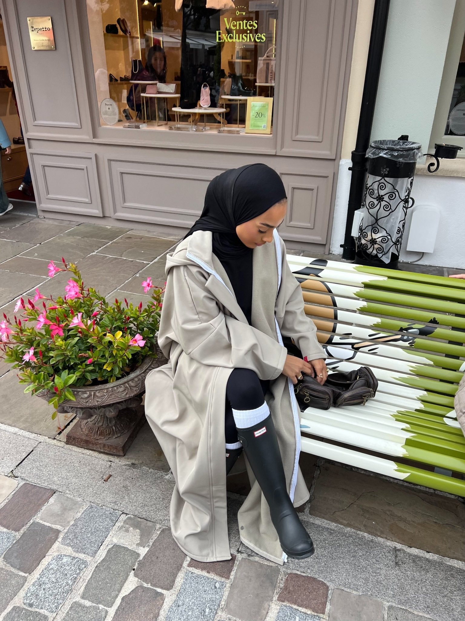Manteau Kunashi Taupe Vert - TAHIRA