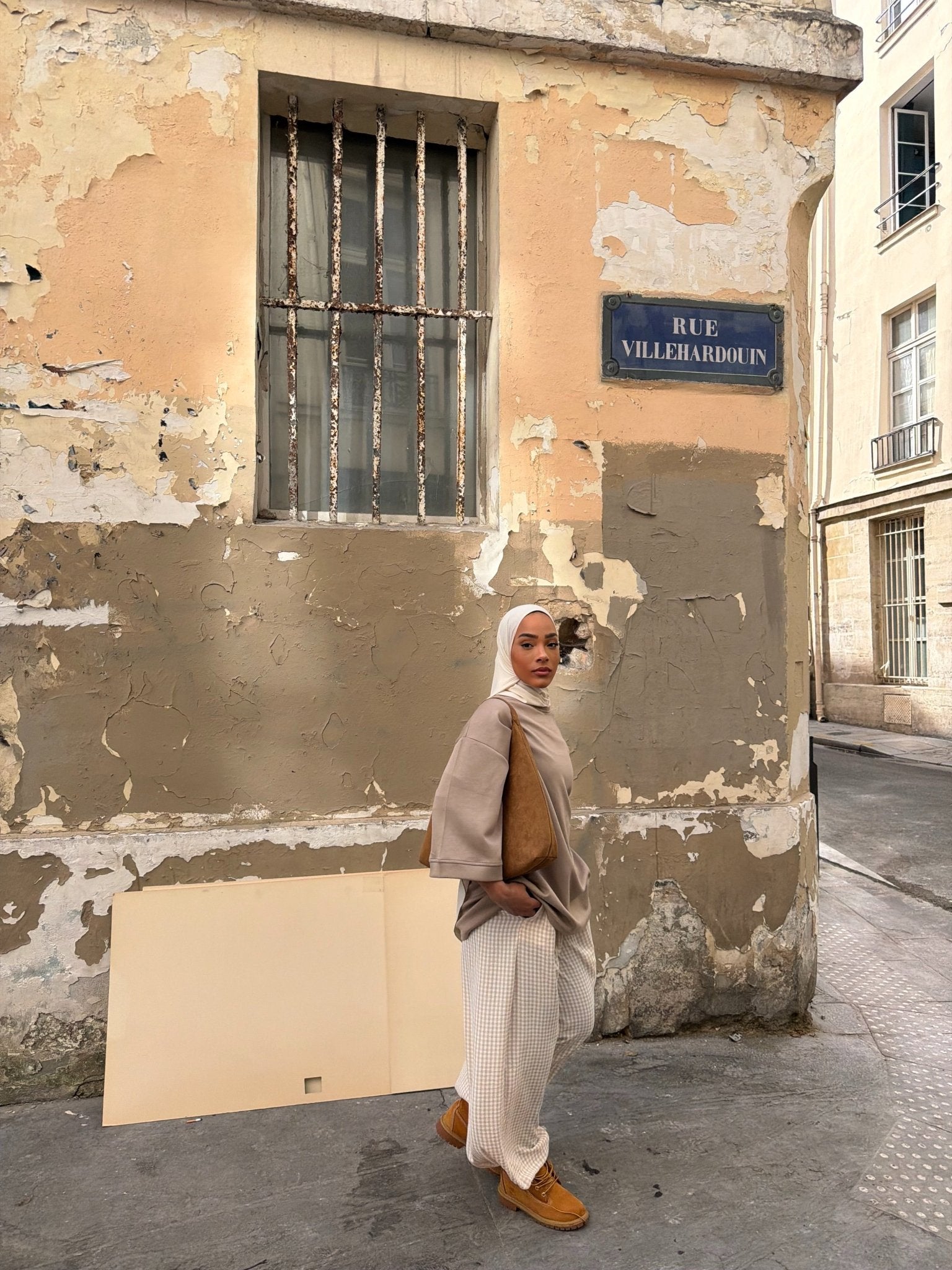 Pantalon Madeleine Beige - Blanc (Carreaux) - TAHIRA