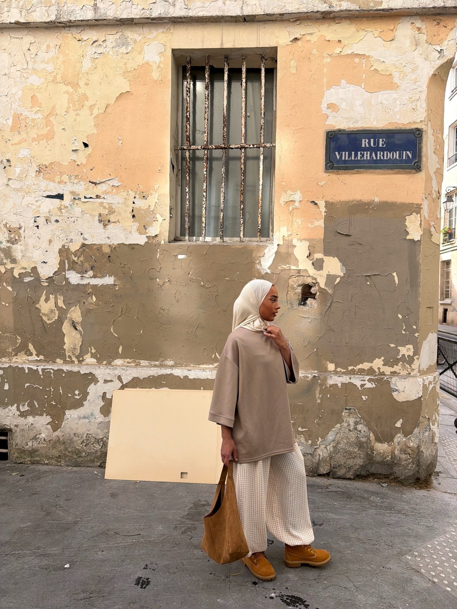 Pantalon Madeleine Beige - Blanc (Carreaux) - TAHIRA