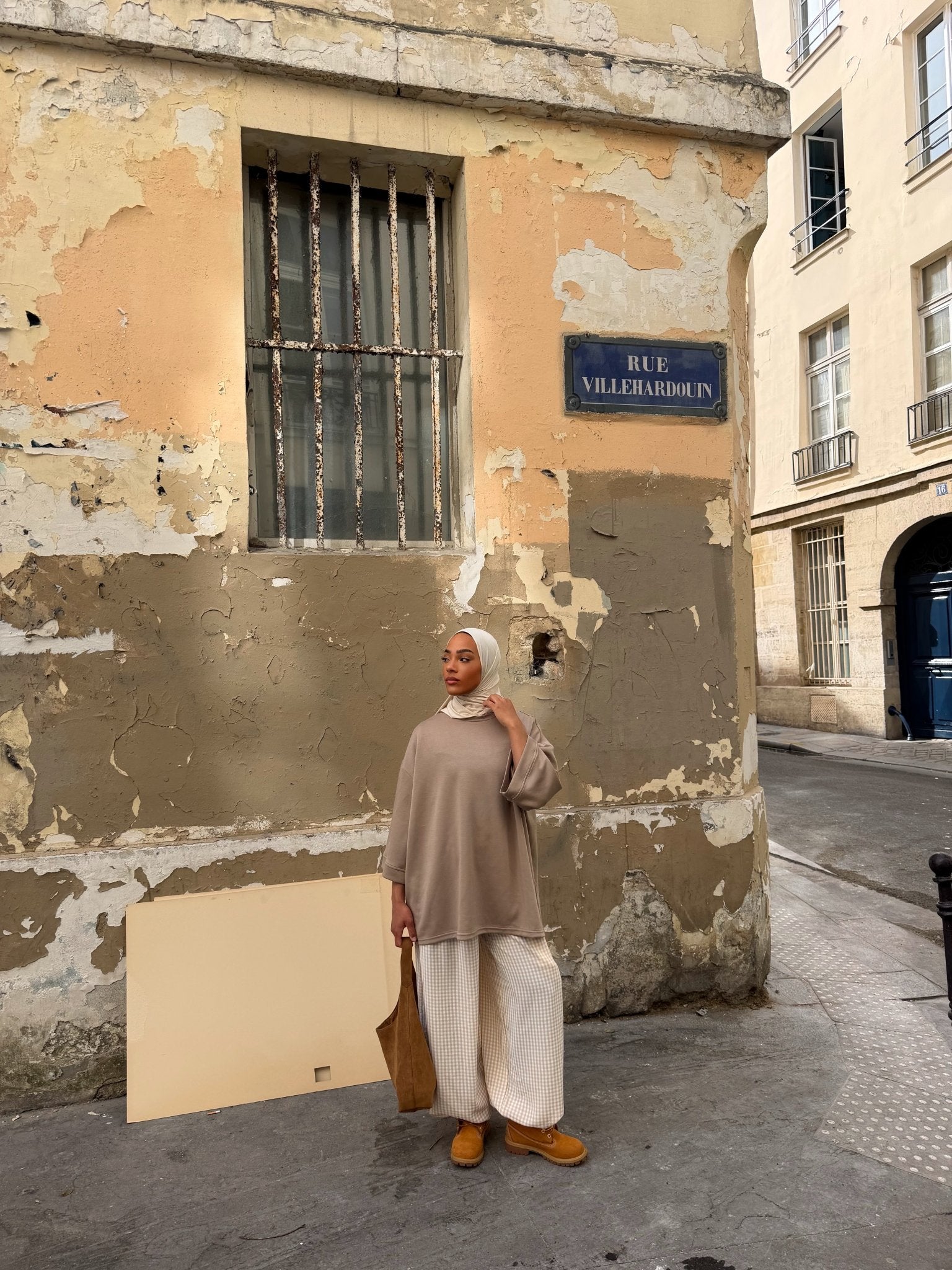 Pantalon Madeleine Beige - Blanc (Carreaux) - TAHIRA