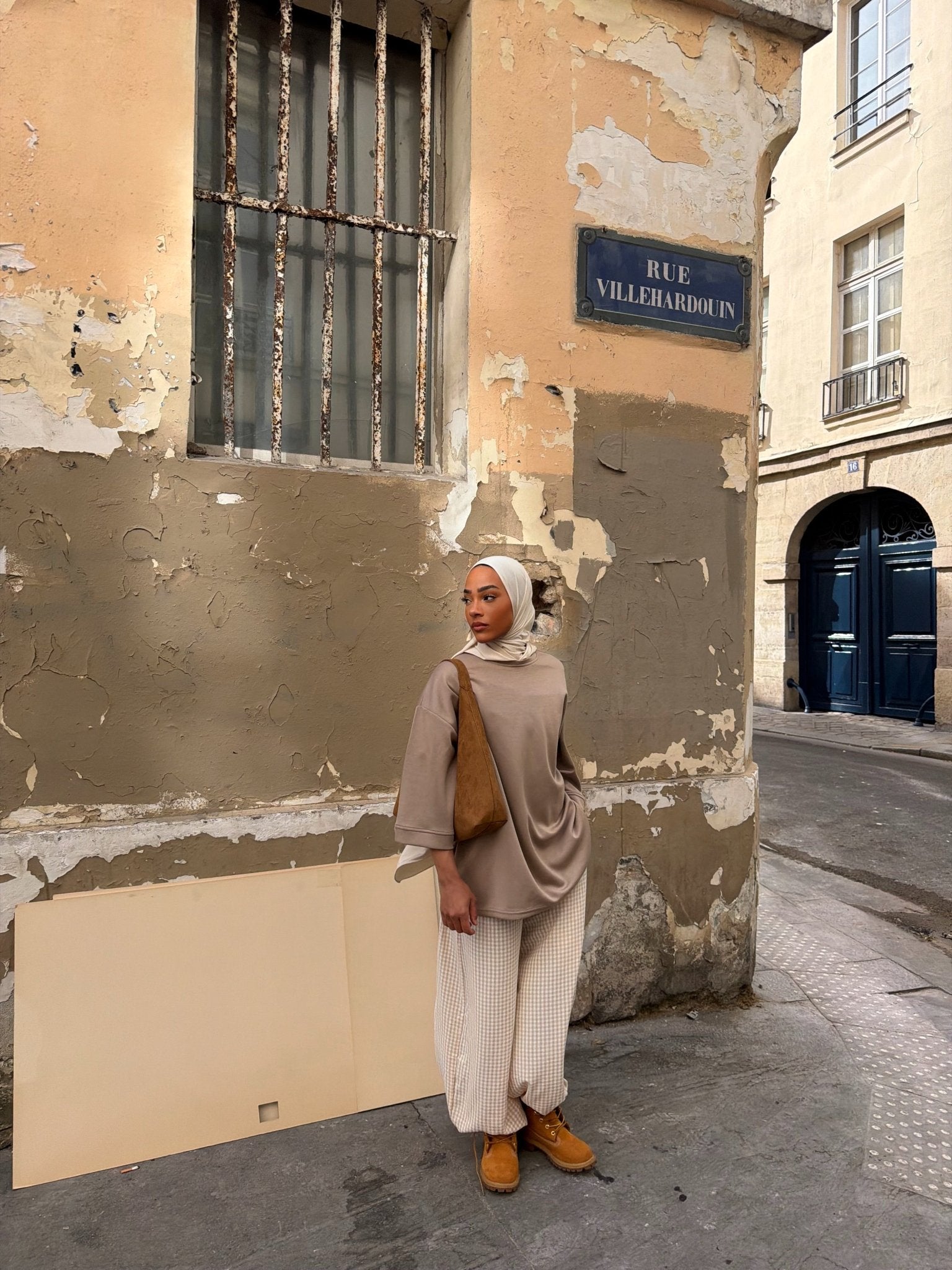 Pantalon Madeleine Beige - Blanc (Carreaux) - TAHIRA