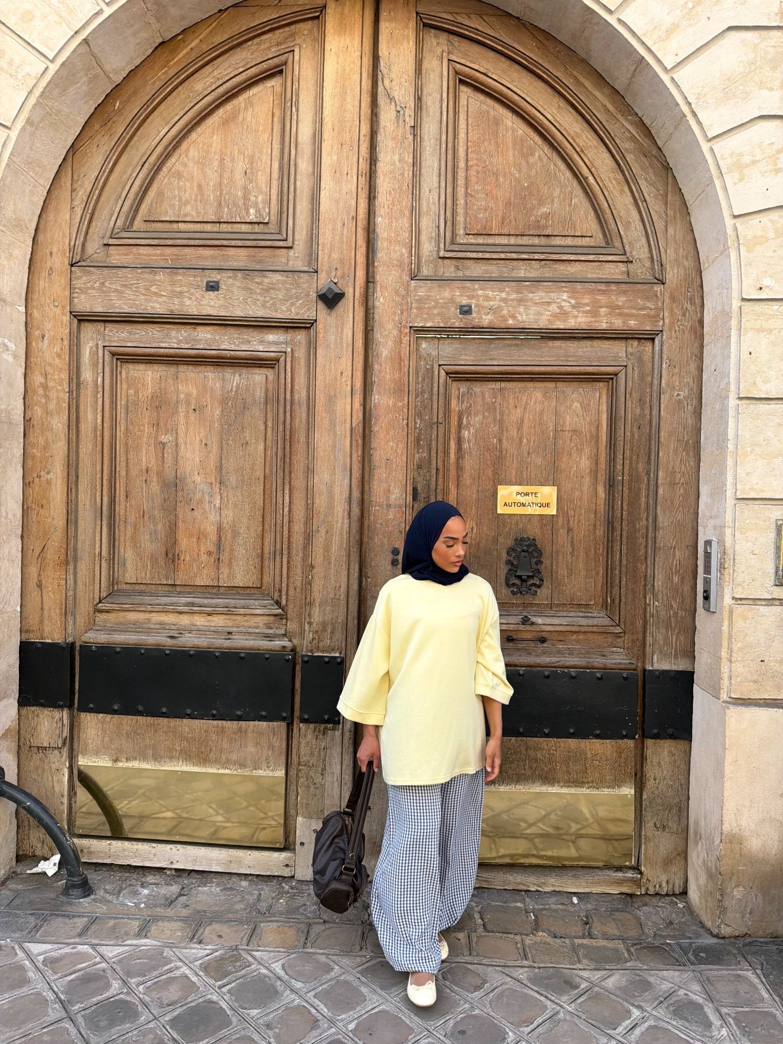 Pantalon Madeleine Bleu nuit - Blanc (Carreaux) - TAHIRA