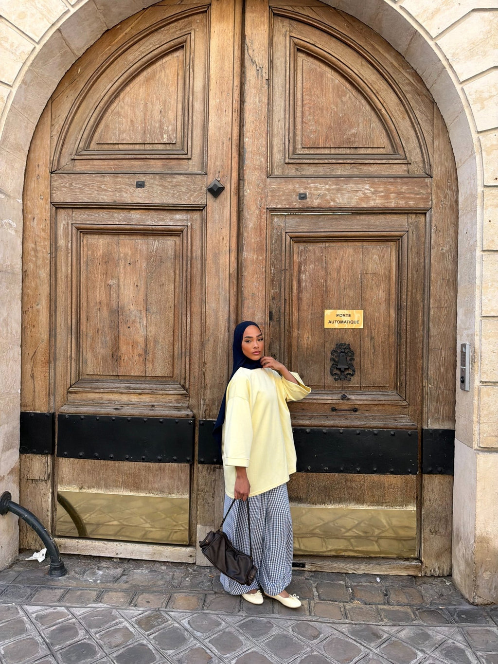 Pantalon Madeleine Bleu nuit - Blanc (Carreaux) - TAHIRA