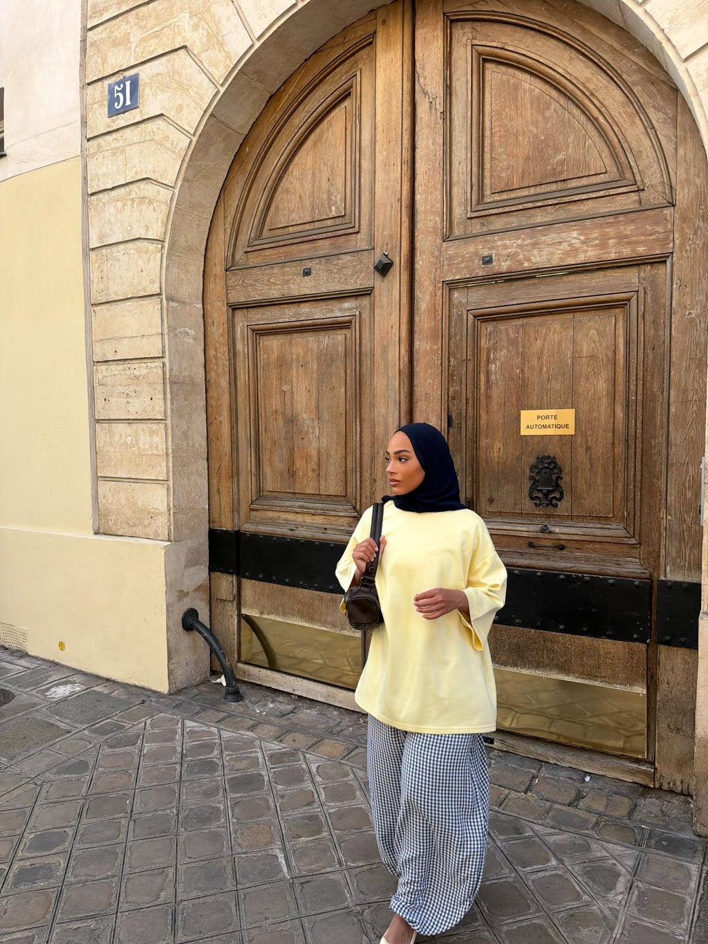 Pantalon Madeleine Bleu nuit - Blanc (Carreaux) - TAHIRA