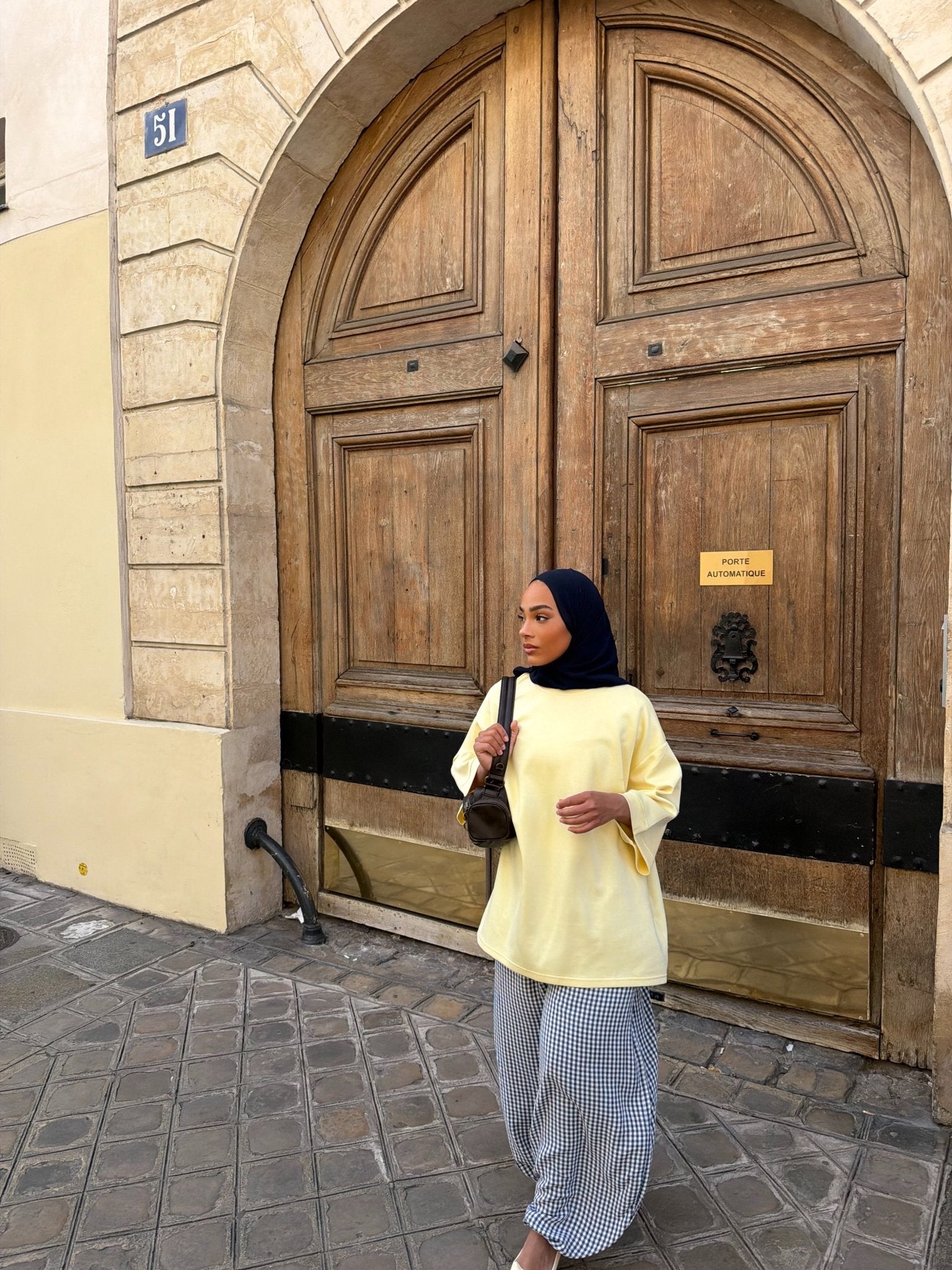 Pantalon Madeleine Bleu nuit - Blanc (Carreaux) - TAHIRA