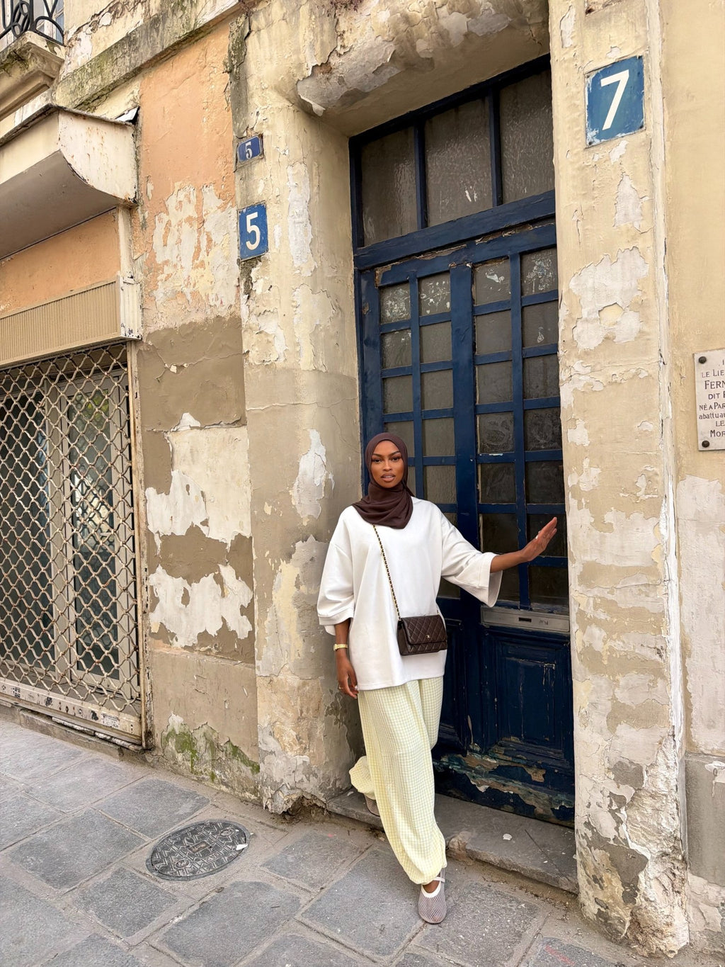 Pantalon Madeleine Jaune - Blanc (Carreaux) - TAHIRA