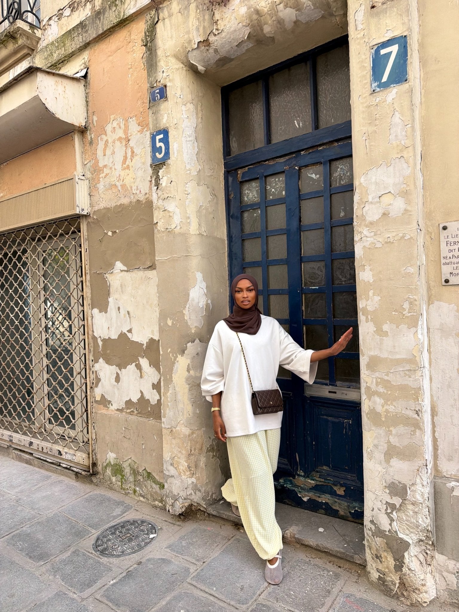 Pantalon Madeleine Jaune - Blanc (Carreaux) - TAHIRA