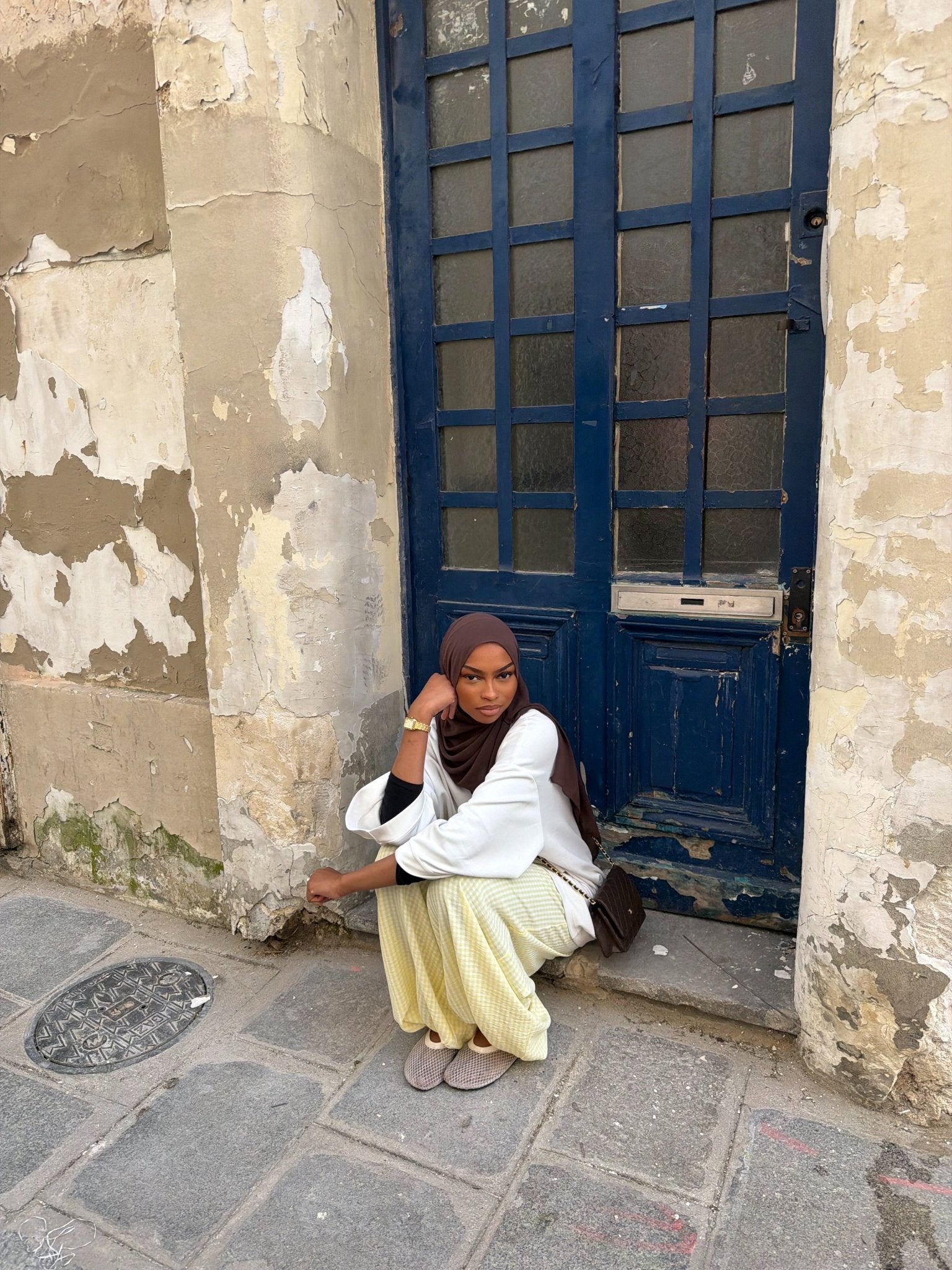 Pantalon Madeleine Jaune - Blanc (Carreaux) - TAHIRA
