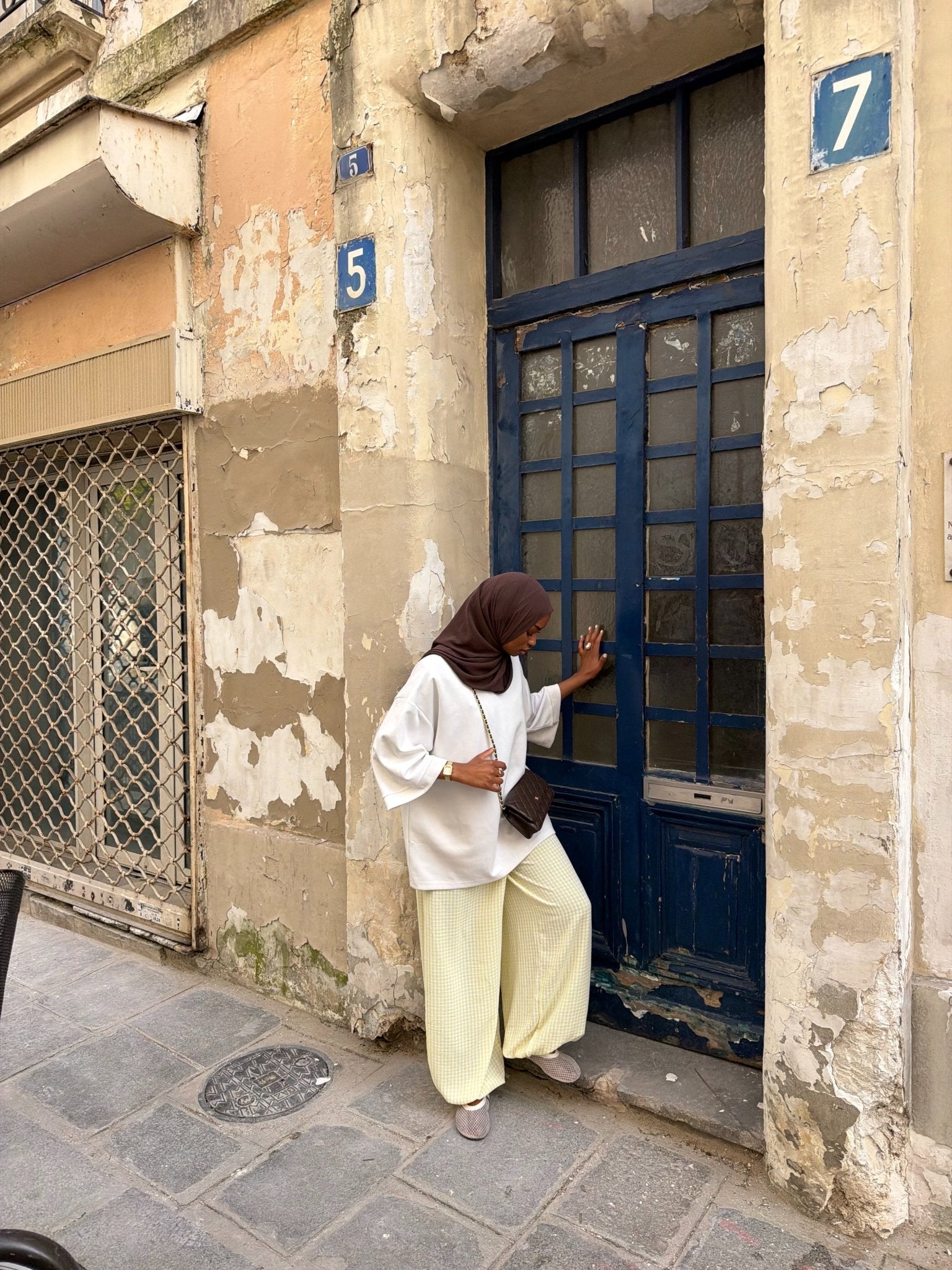 Pantalon Madeleine Jaune - Blanc (Carreaux) - TAHIRA