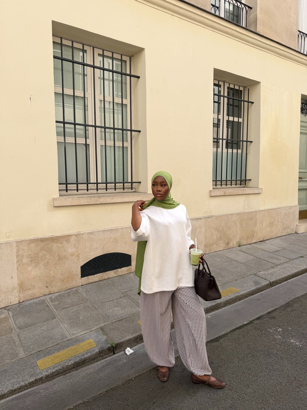 Pantalon Madeleine Marron - Blanc (Carreaux) - TAHIRA