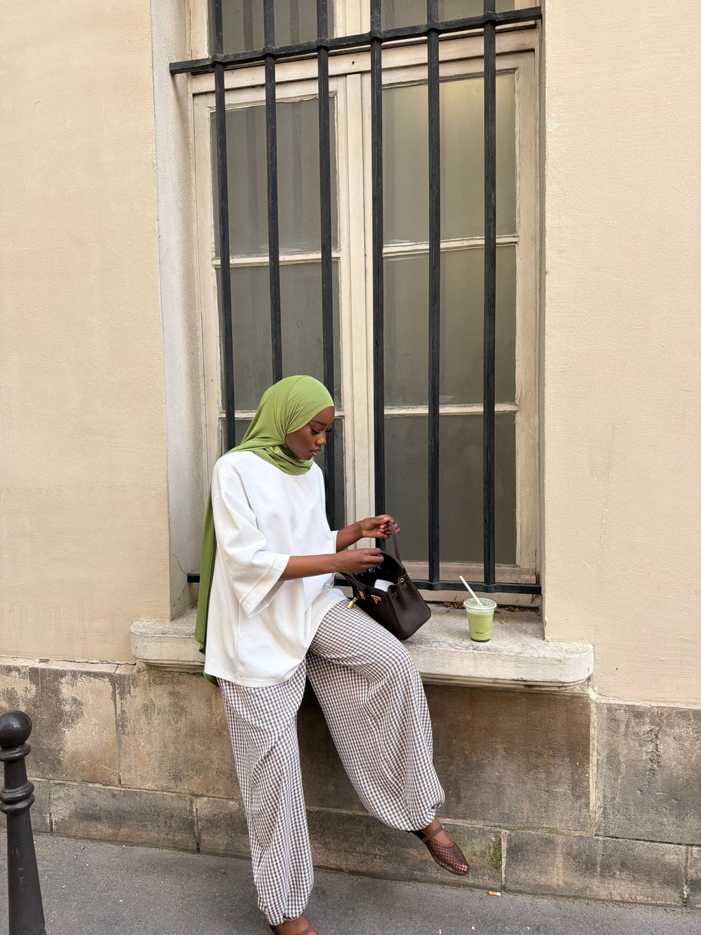 Pantalon Madeleine Marron - Blanc (Carreaux) - TAHIRA