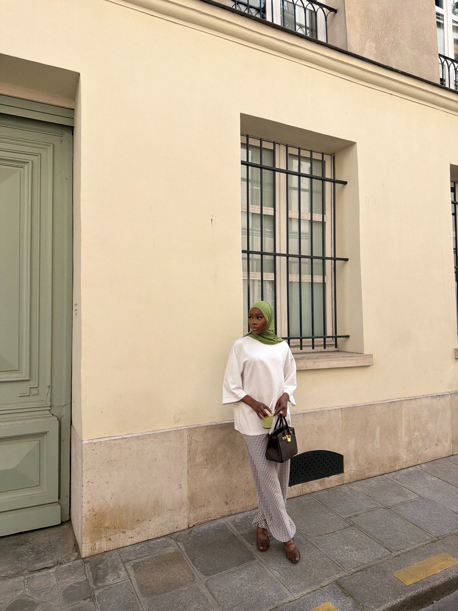Pantalon Madeleine Marron - Blanc (Carreaux) - TAHIRA