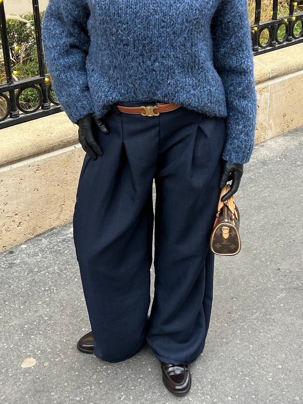 Pantalon Pince Bleu à Carreaux - TAHIRA