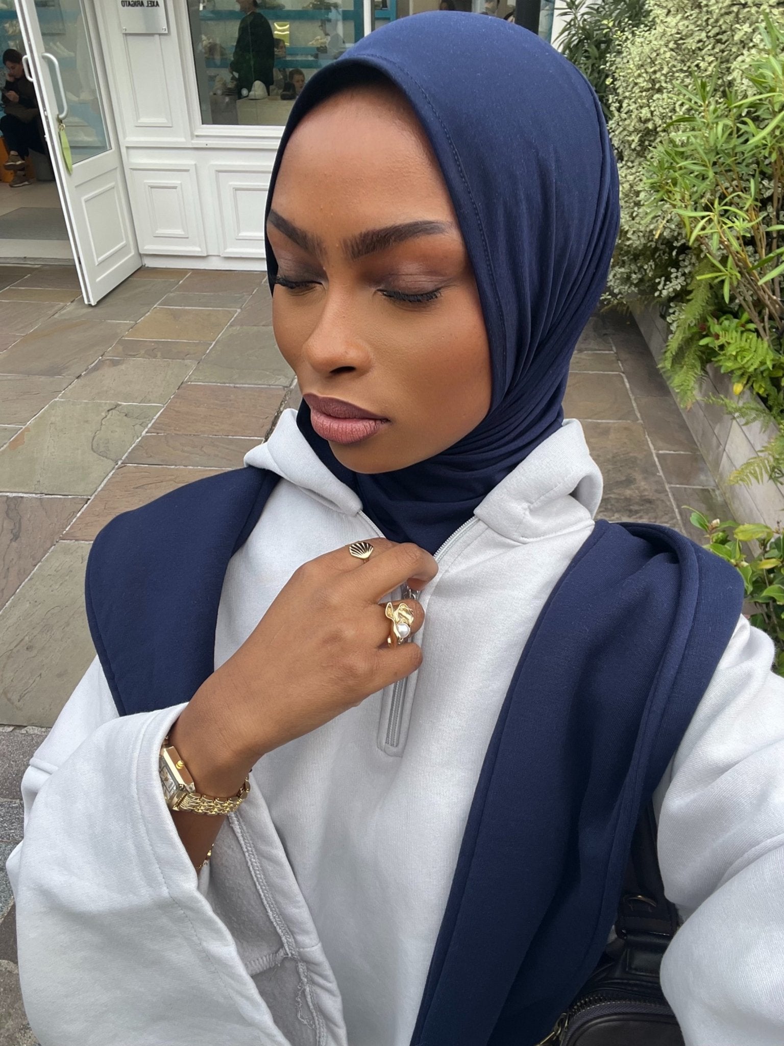 Set Aura Fit Bleu Nuit ( Pantalon et Écharpe - capuche ) - TAHIRA