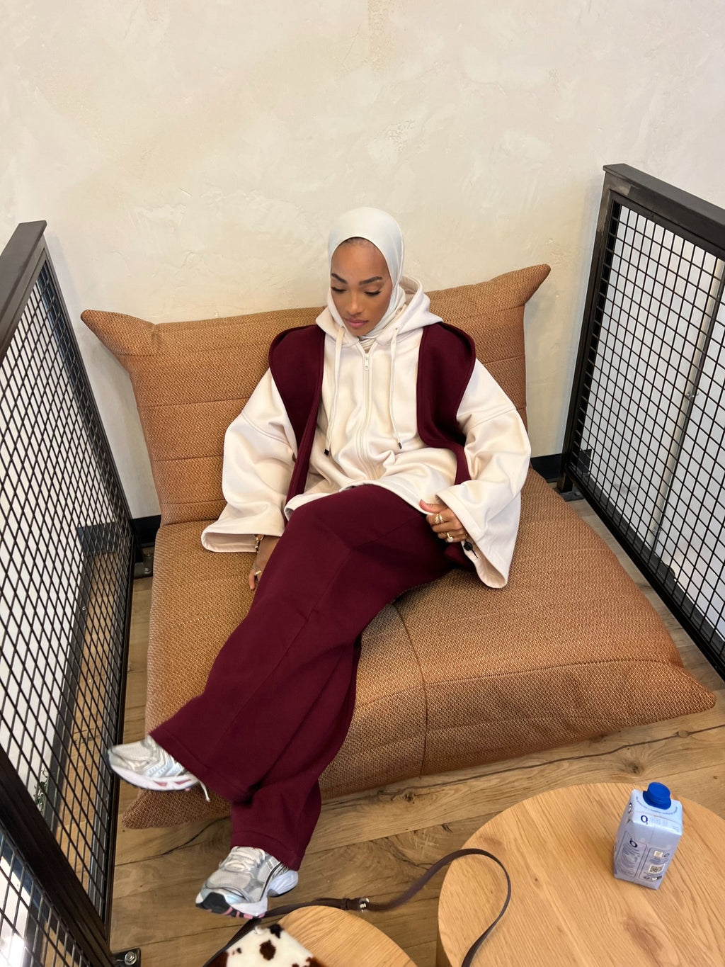 Set Aura Fit Rouge Bordeau( Pantalon et Écharpe - capuche ) - TAHIRA