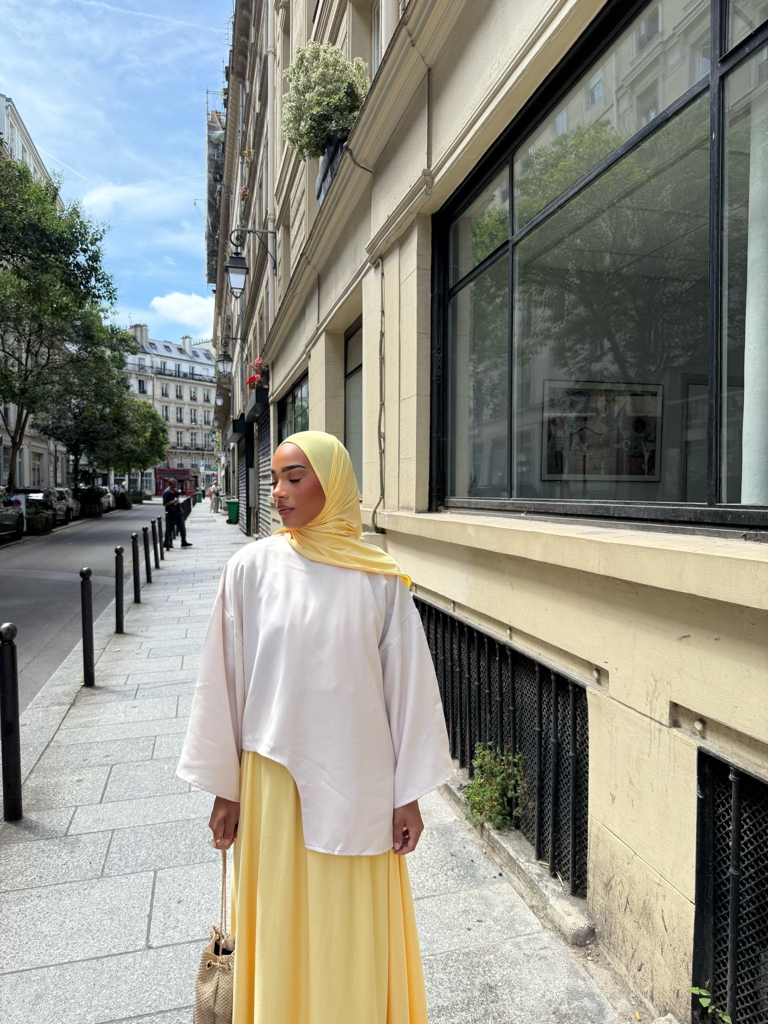 Set Jupe + Hijab Jersey Scuba Premium Jaune - TAHIRA