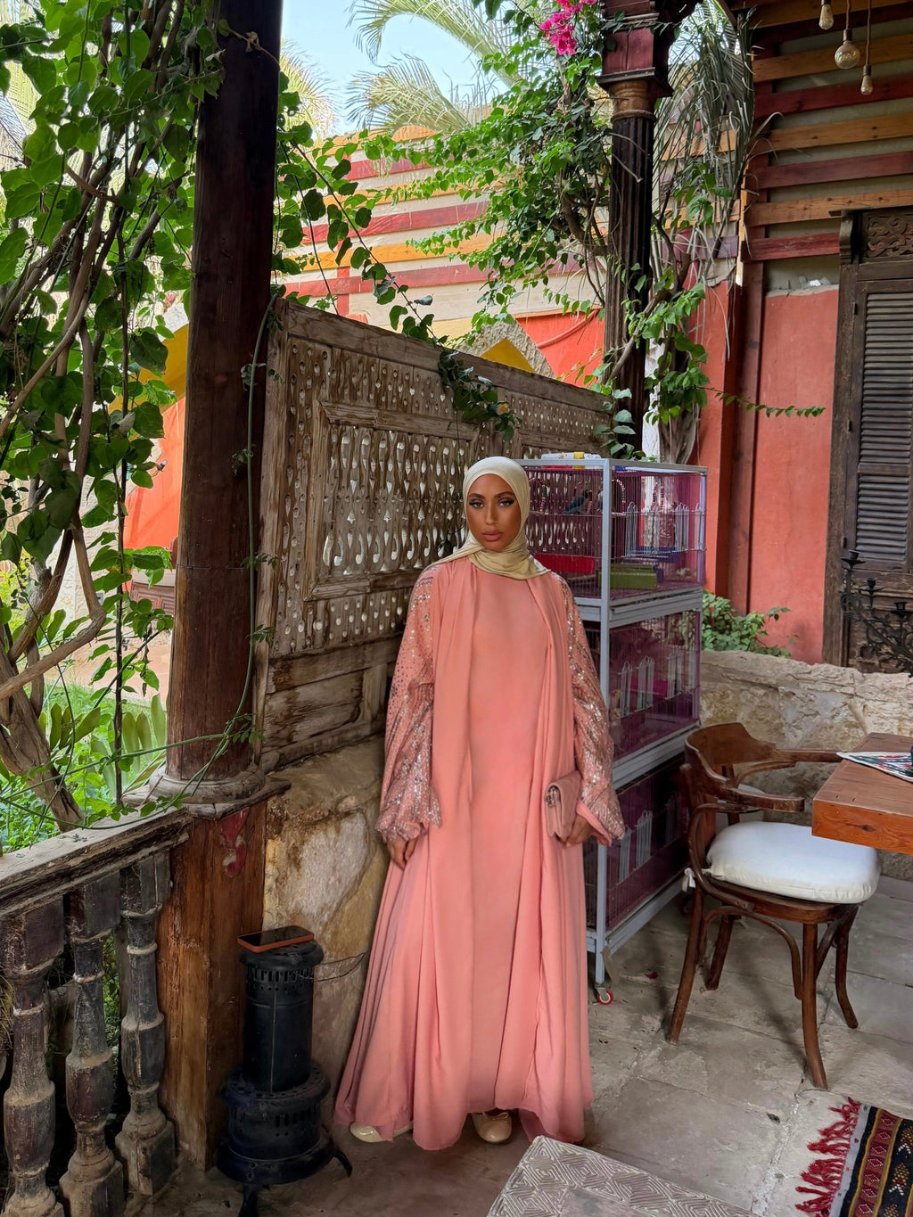 Set Kimono Tressy Saumon - TAHIRA