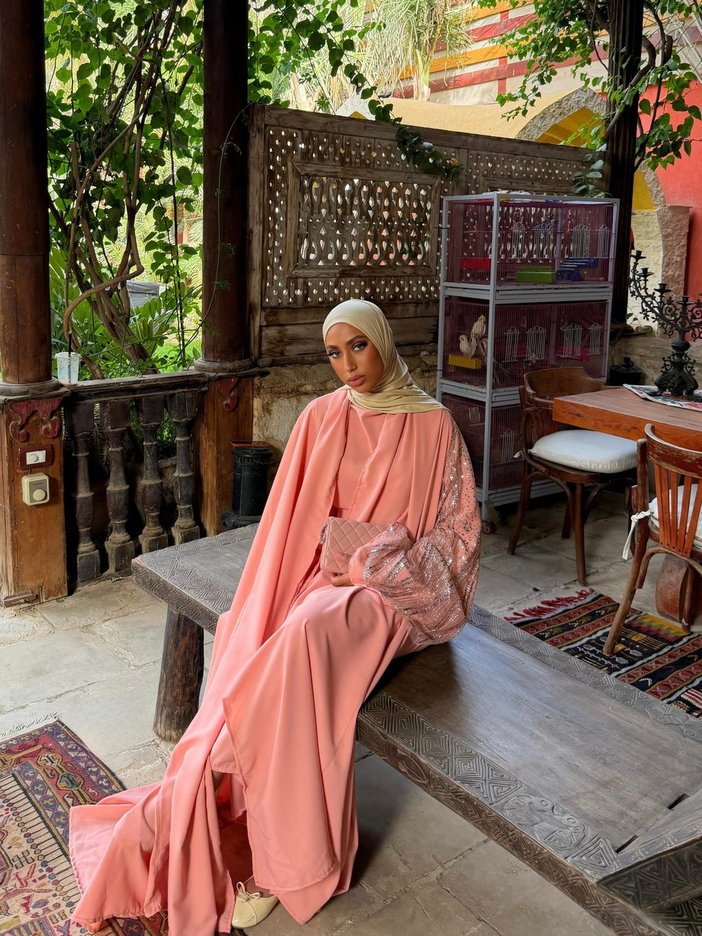 Set Kimono Tressy Saumon - TAHIRA