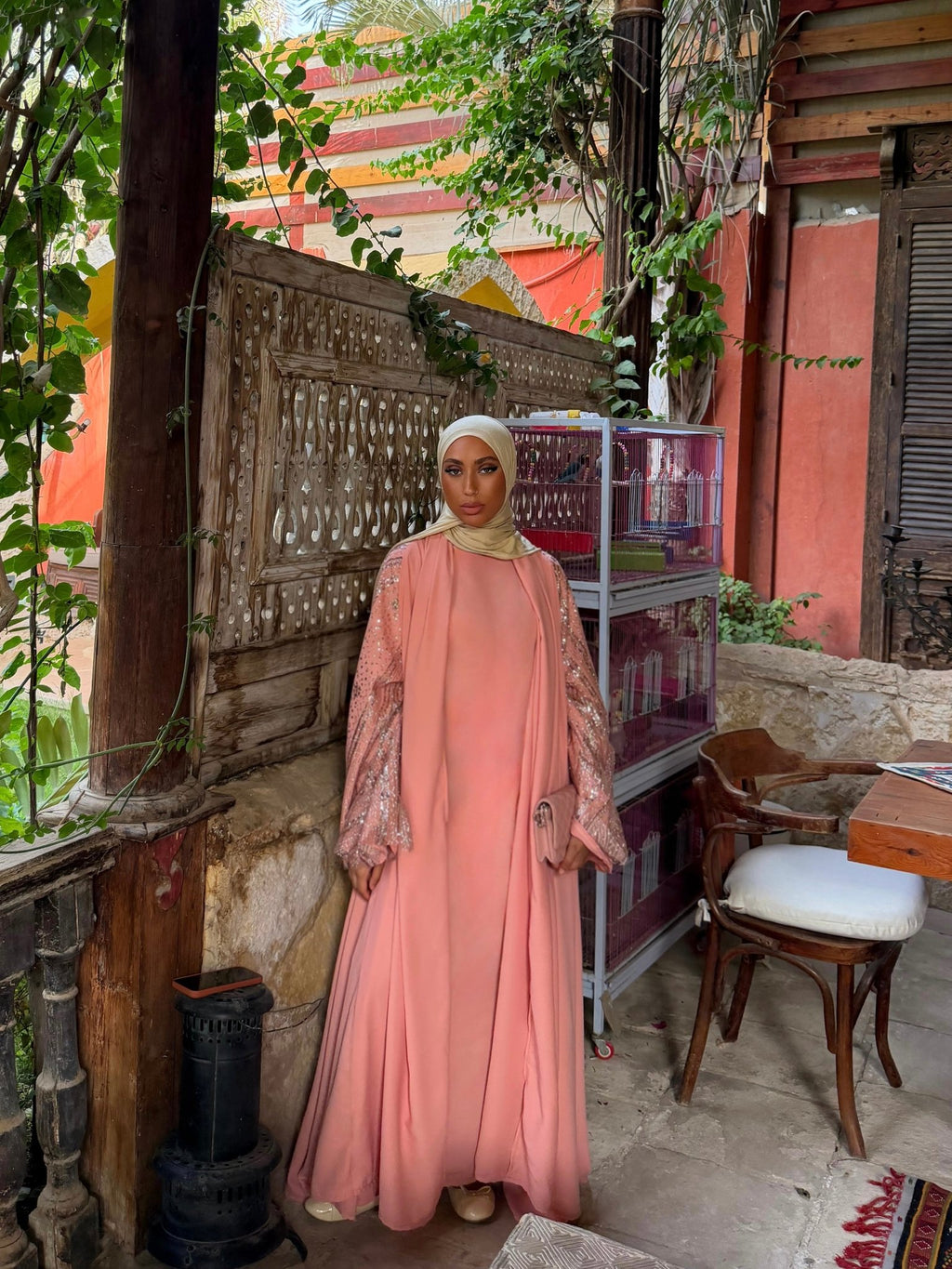 Set Kimono Tressy Saumon - TAHIRA