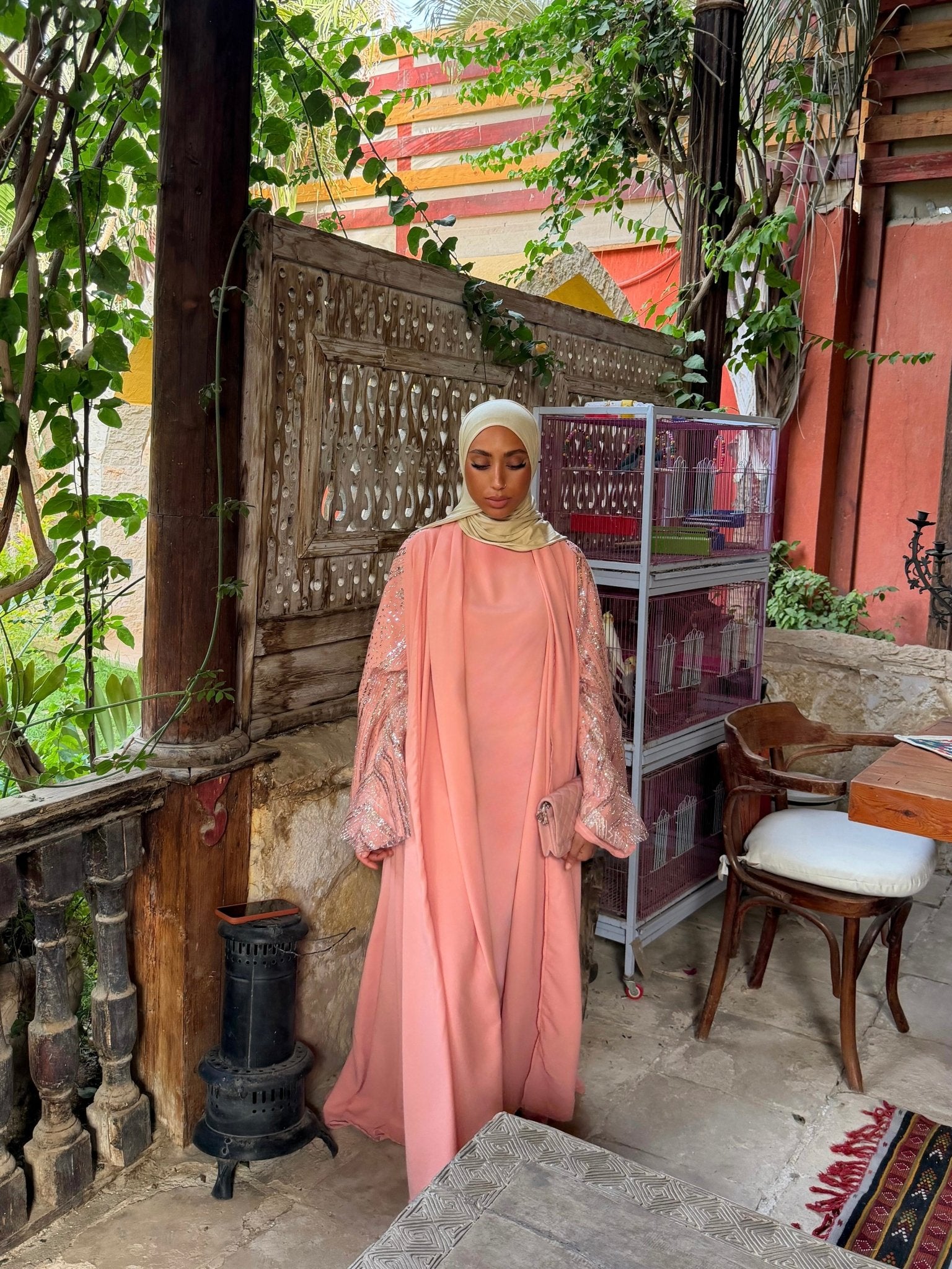 Set Kimono Tressy Saumon - TAHIRA