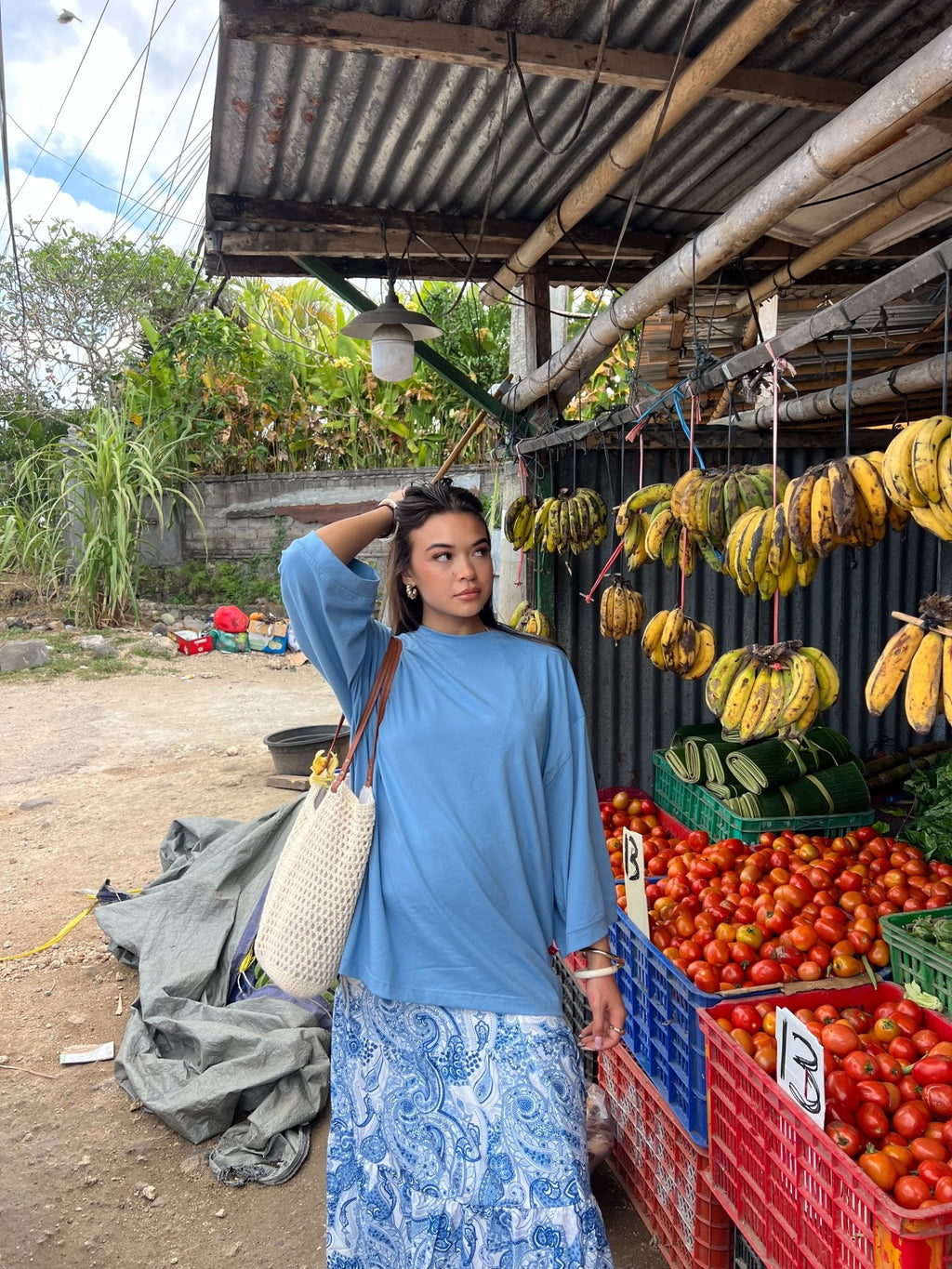 T-shirt Oversize Inaya Bleu Jean - TAHIRA