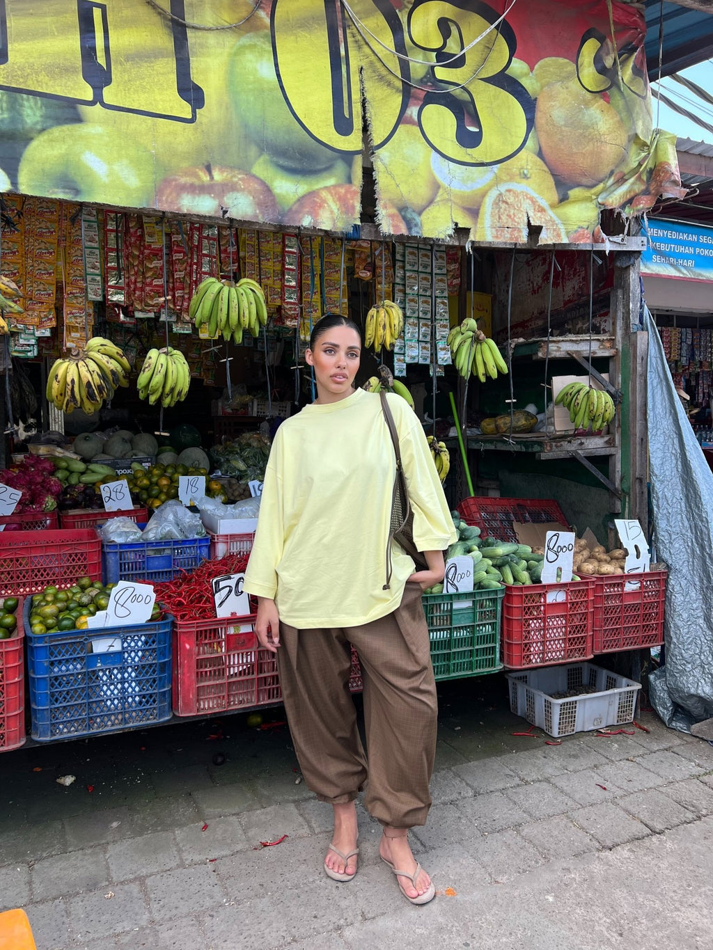 T-shirt Oversize Inaya Jaune pâle - TAHIRA