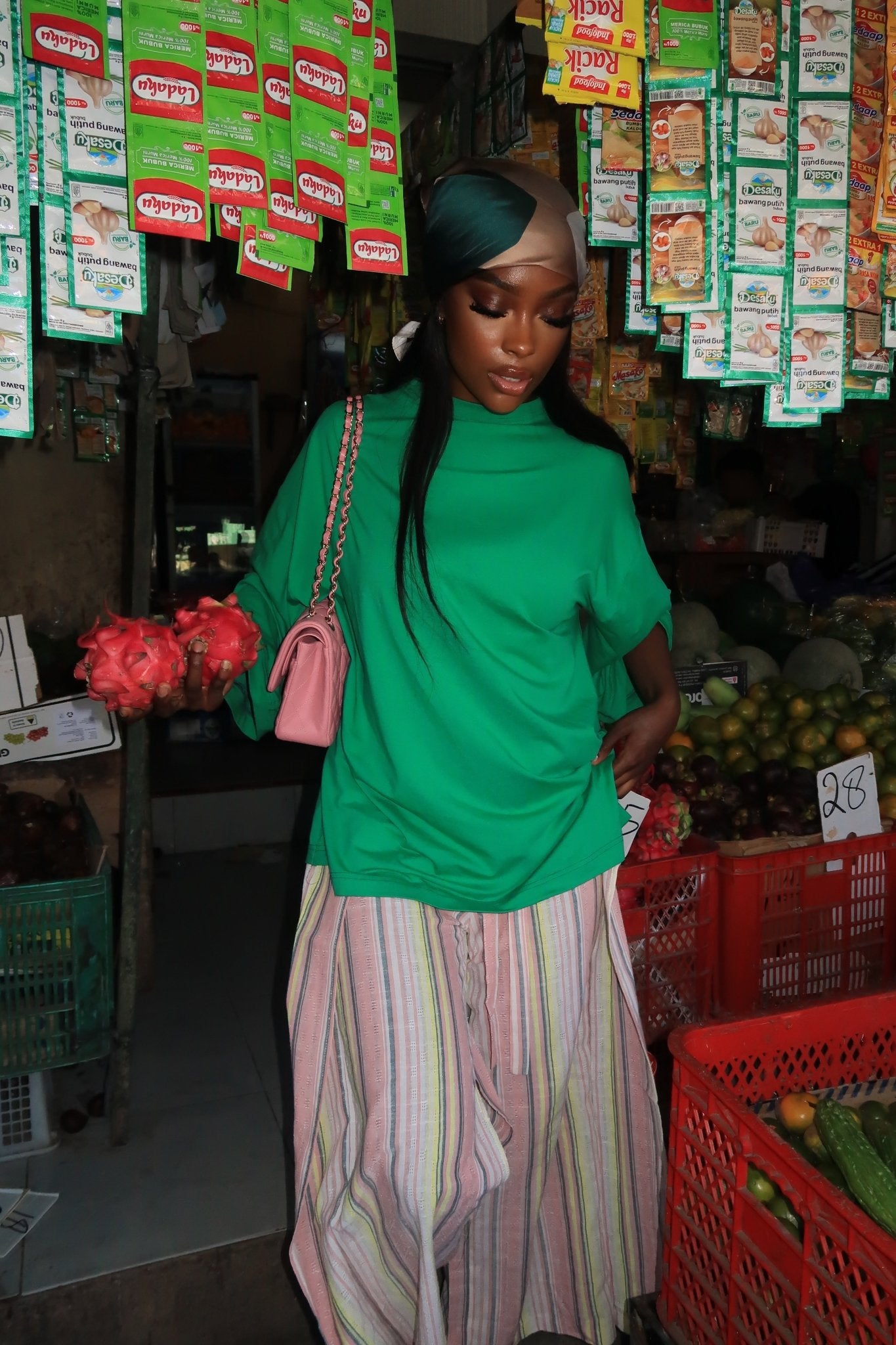 T-shirt Oversize Inaya Vert Gazon - TAHIRA