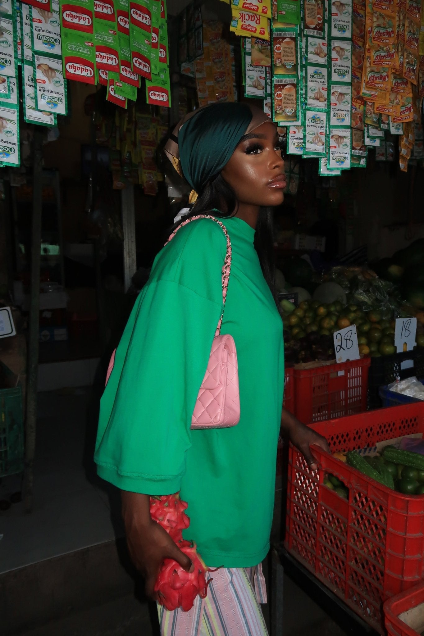 T-shirt Oversize Inaya Vert Gazon - TAHIRA
