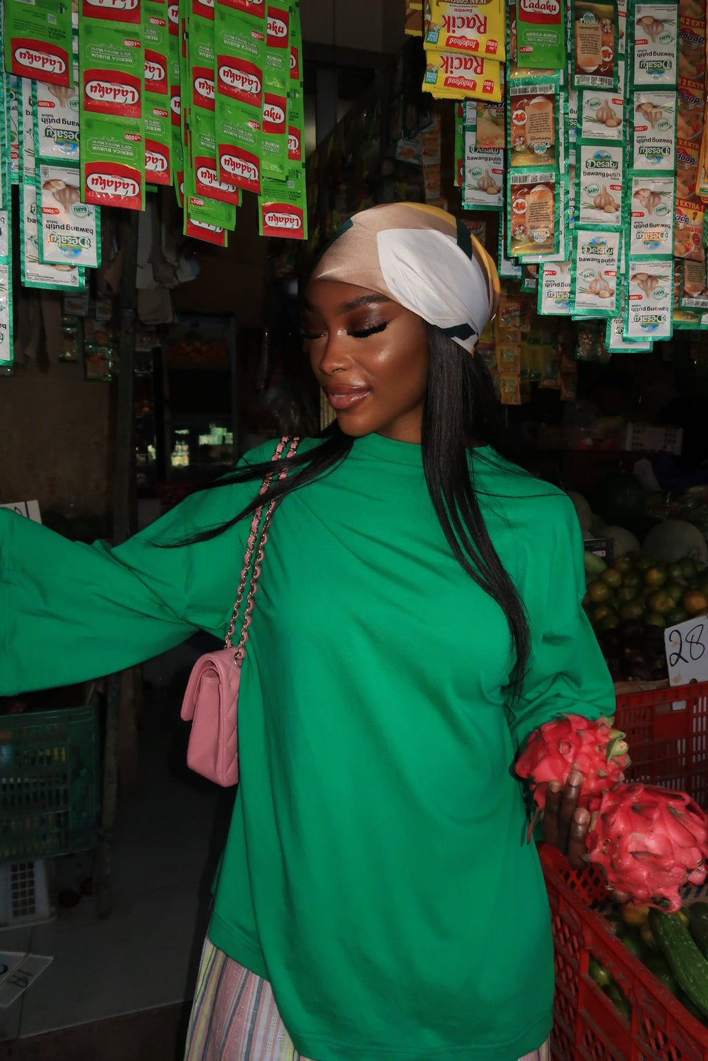 T-shirt Oversize Inaya Vert Gazon - TAHIRA