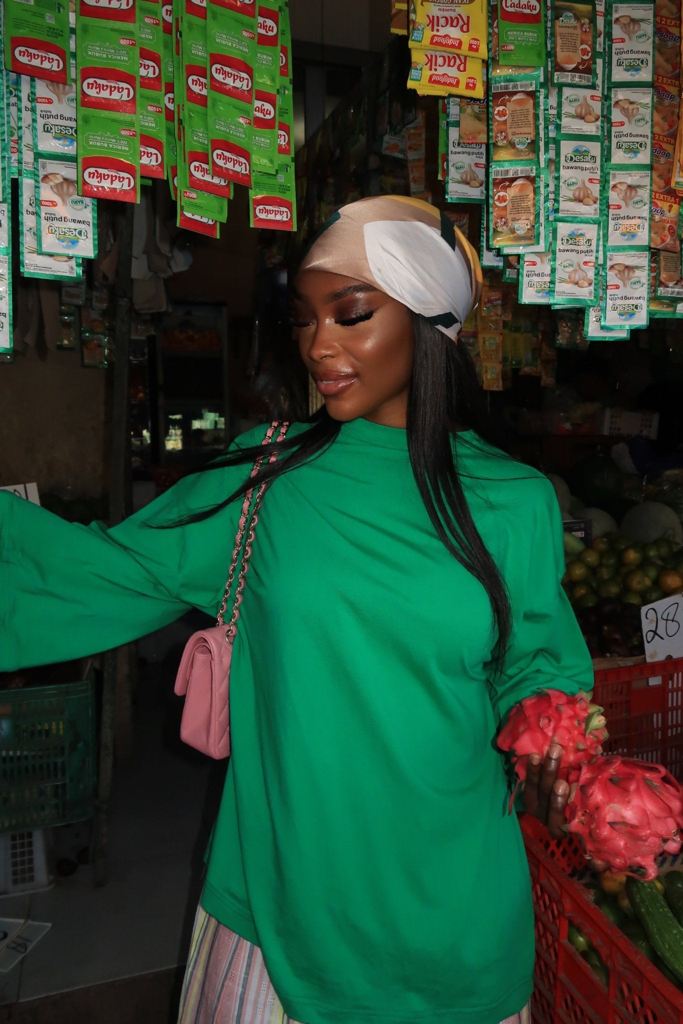 T-shirt Oversize Inaya Vert Gazon - TAHIRA