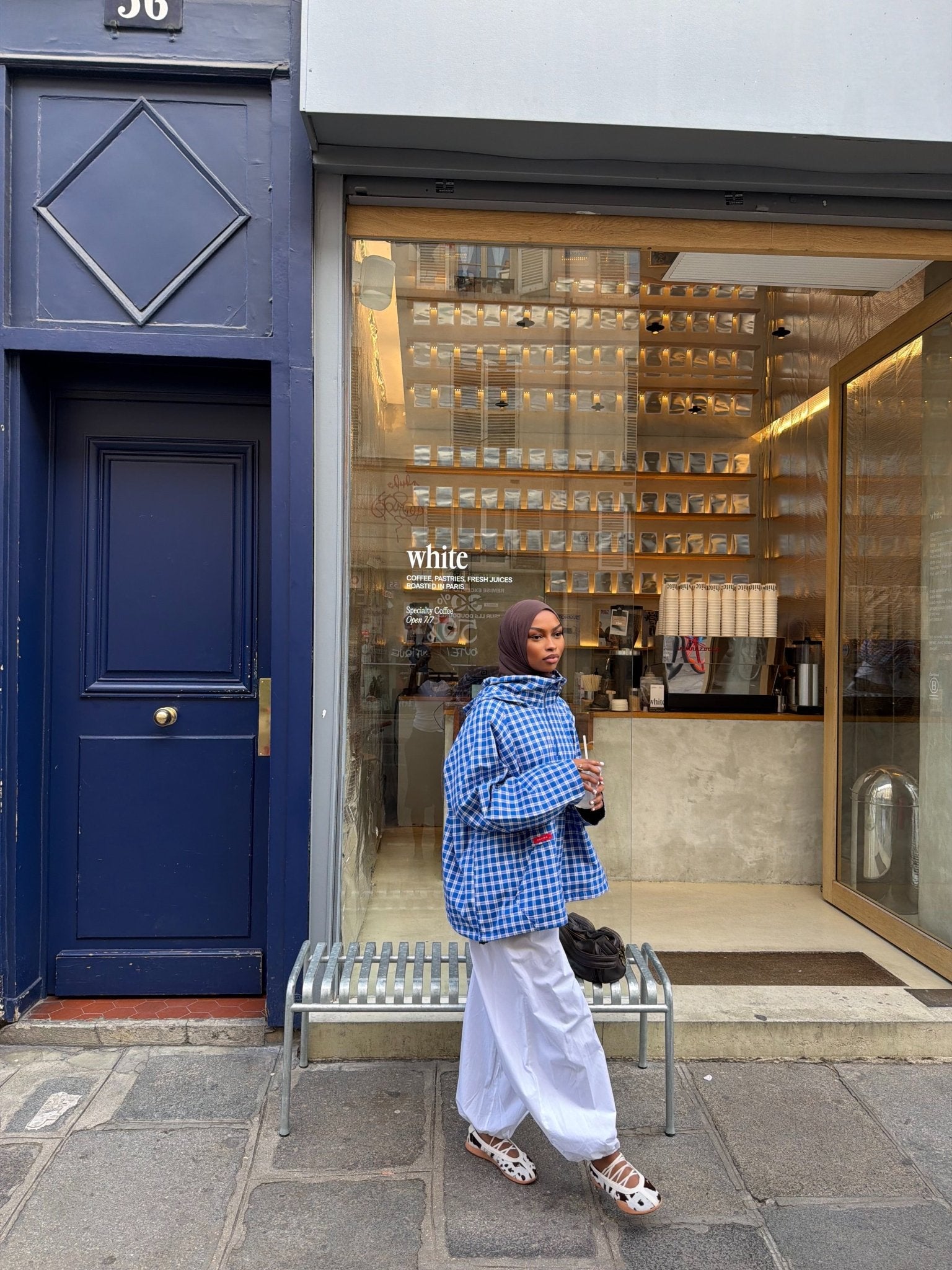 Veste Amara Bleu - Blanc (Carreaux) - TAHIRA