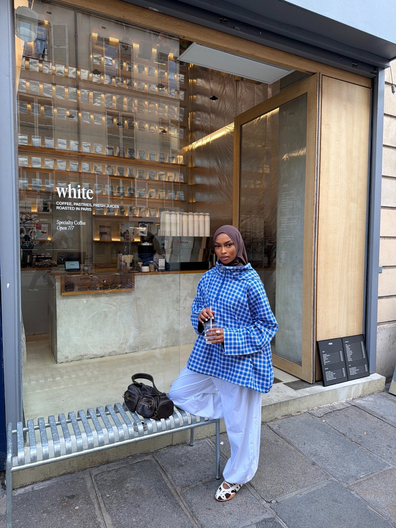 Veste Amara Bleu - Blanc (Carreaux) - TAHIRA