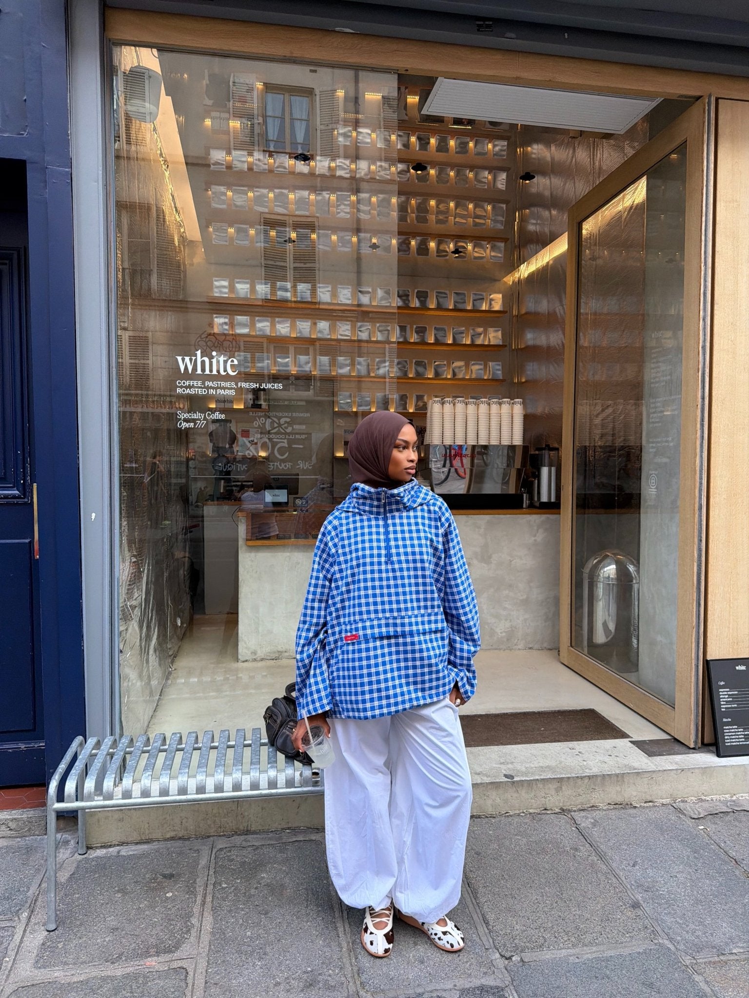 Veste Amara Bleu - Blanc (Carreaux) - TAHIRA